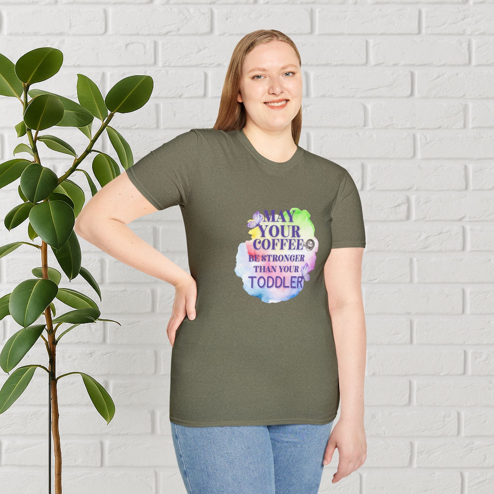 May Your Coffee Be Stronger – Watercolor Toddler Mom Tee