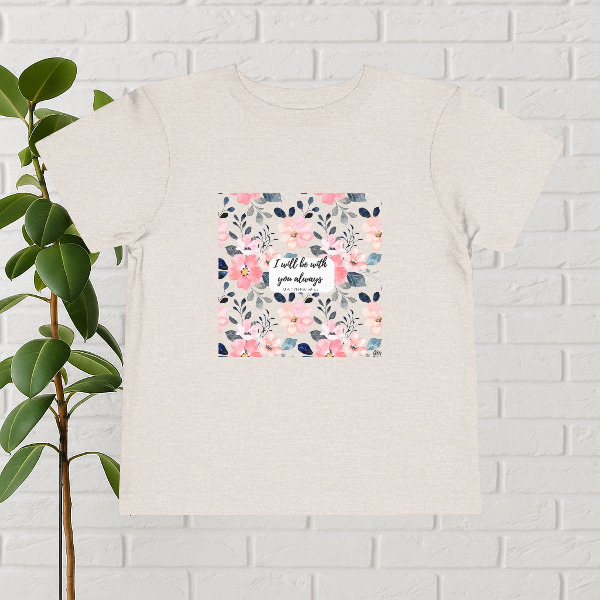 Faith in Bloom” Toddler Tee – Matthew 28:20 | Floral Christian Shirt