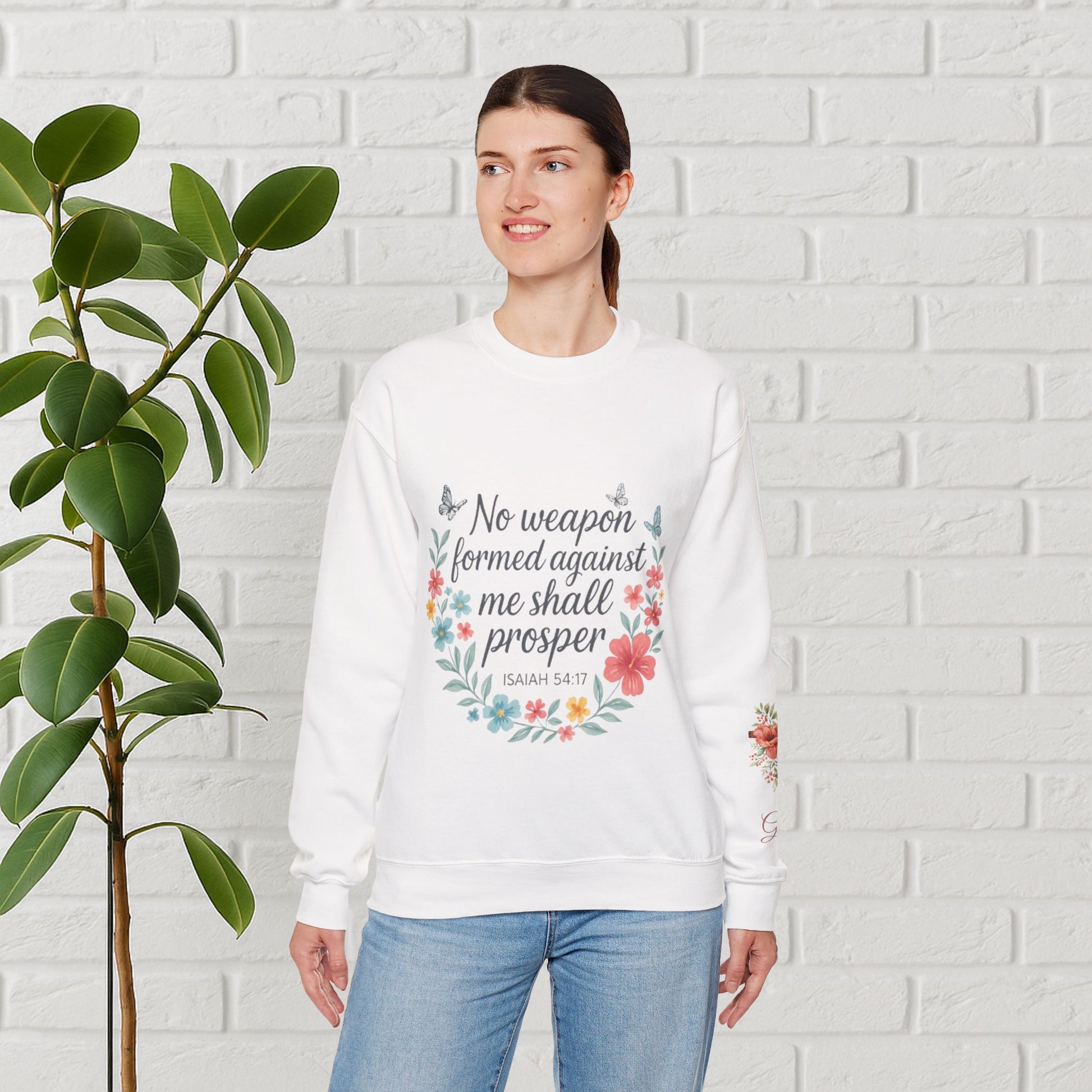 No Weapon Formed – Isaiah 54:17 Floral Affirmation Tee