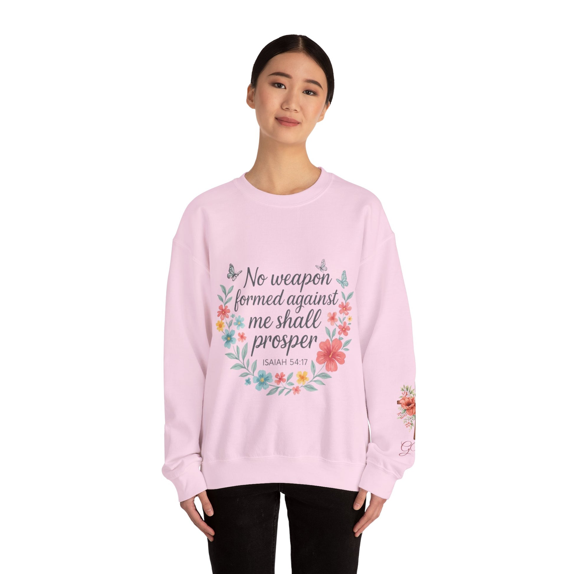 No Weapon Formed – Isaiah 54:17 Floral Affirmation Tee