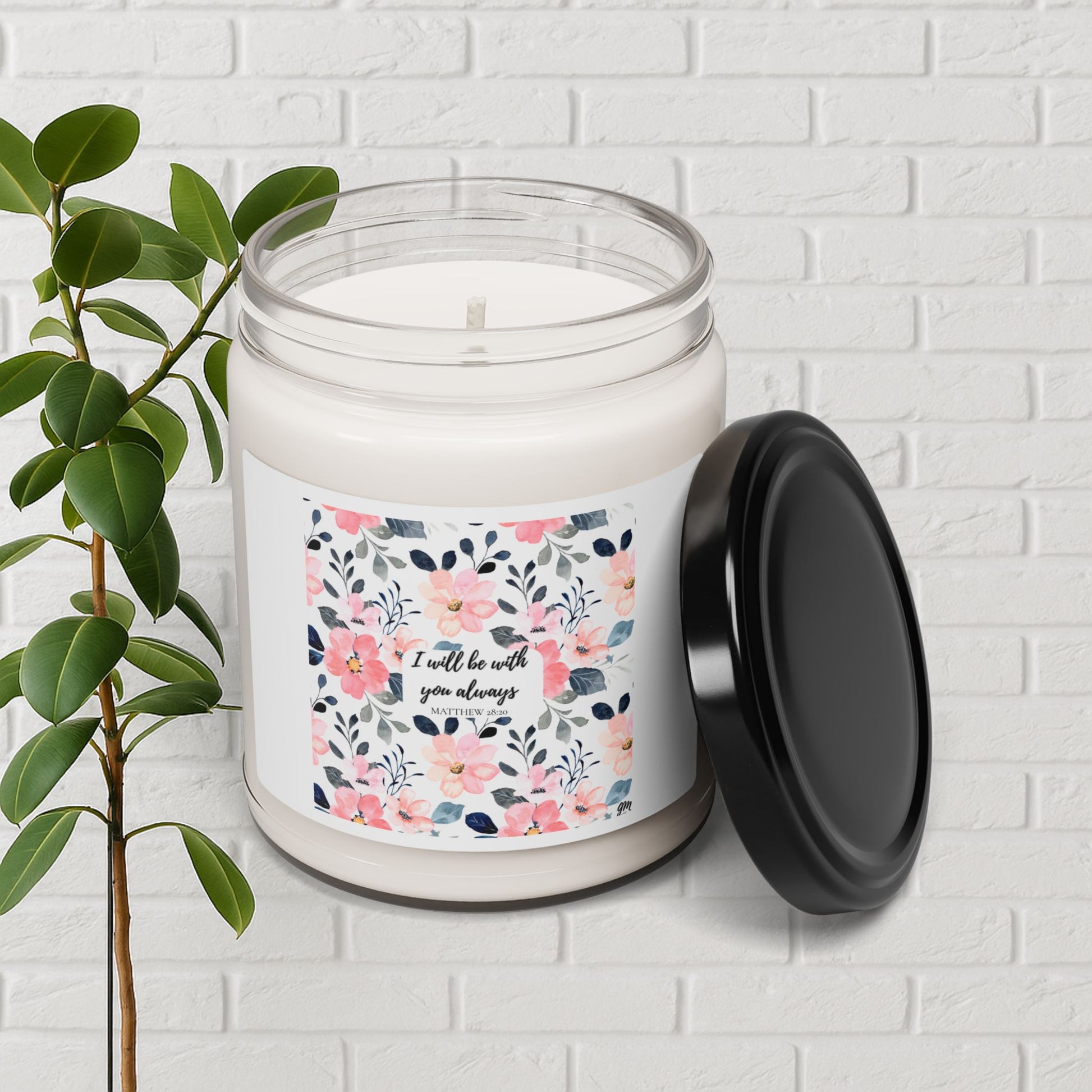 Faith in Bloom” Scripture Candle – Matthew 28:20 | Comforting Floral Design