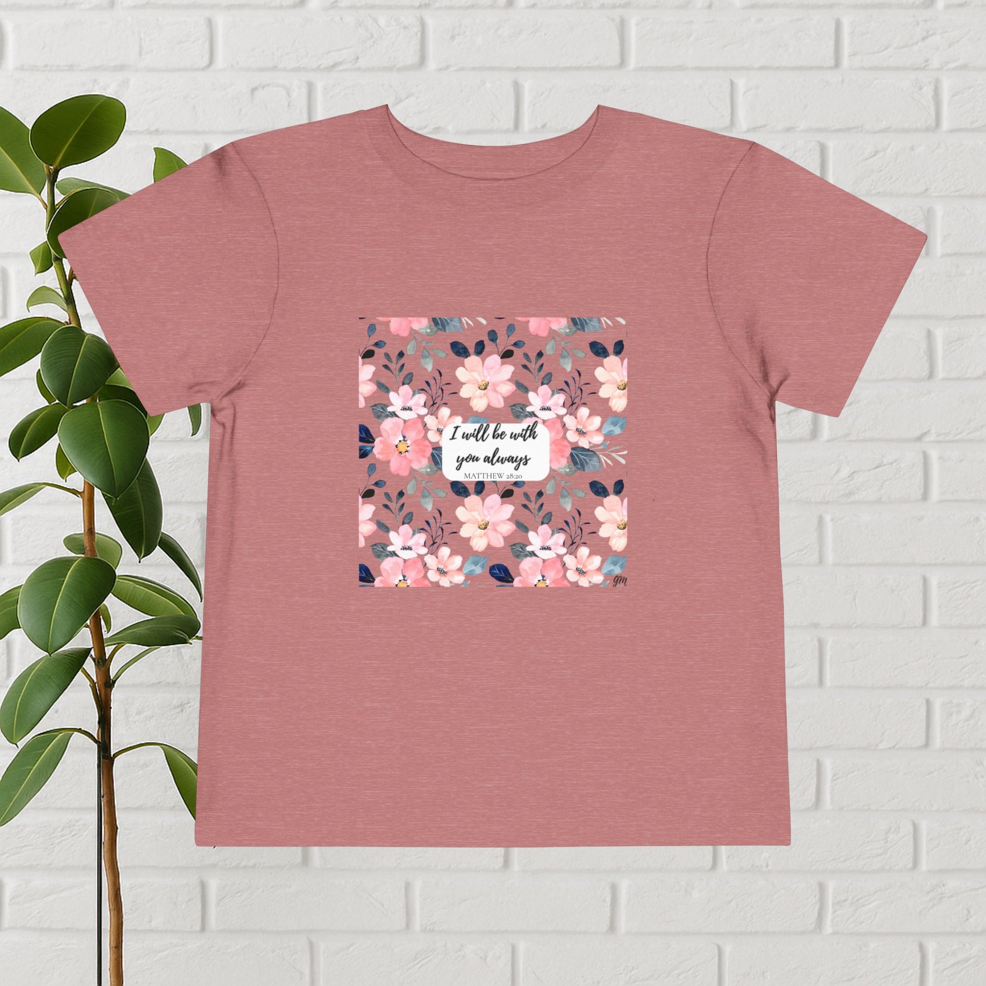 Faith in Bloom” Toddler Tee – Matthew 28:20 | Floral Christian Shirt