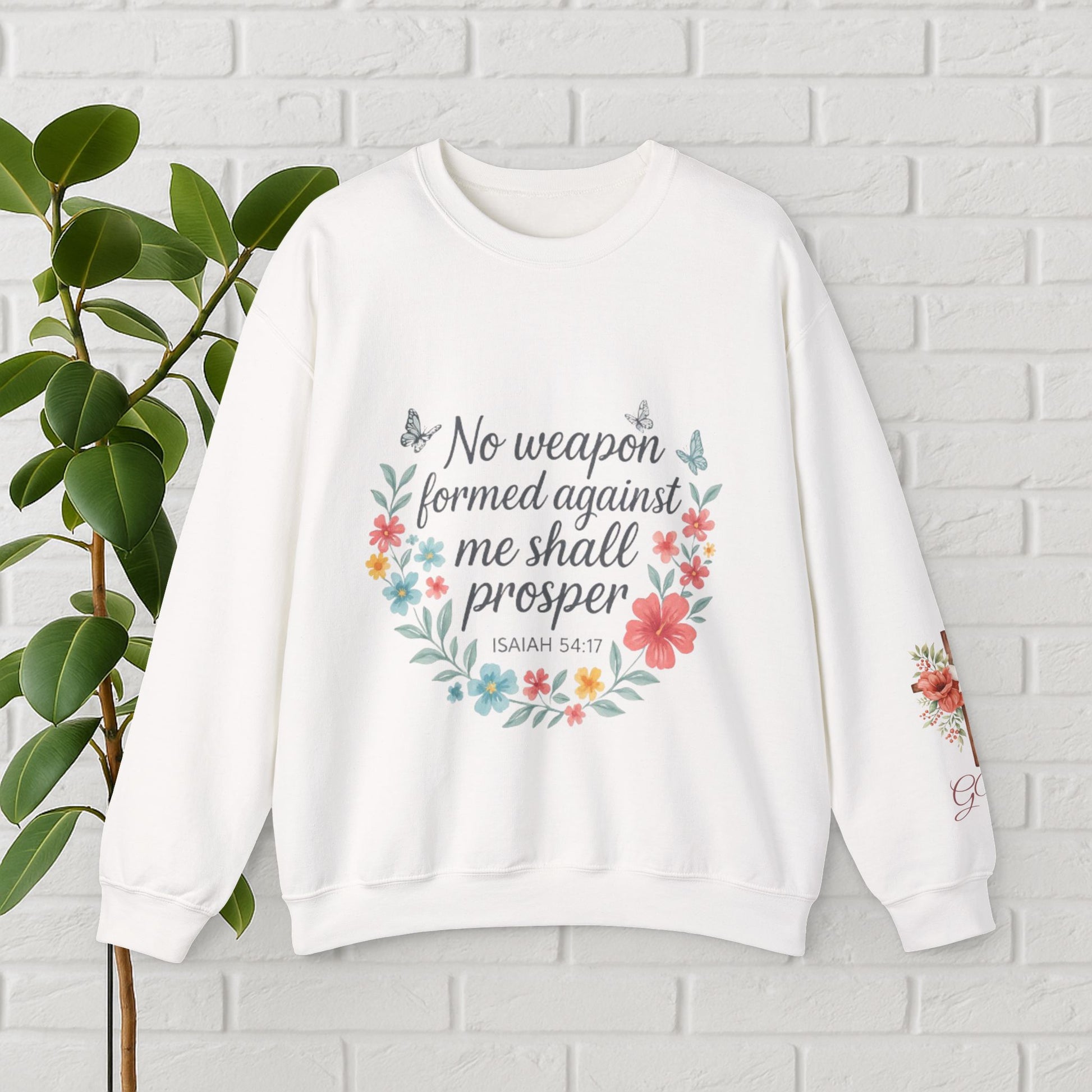 No Weapon Formed – Isaiah 54:17 Floral Affirmation Tee