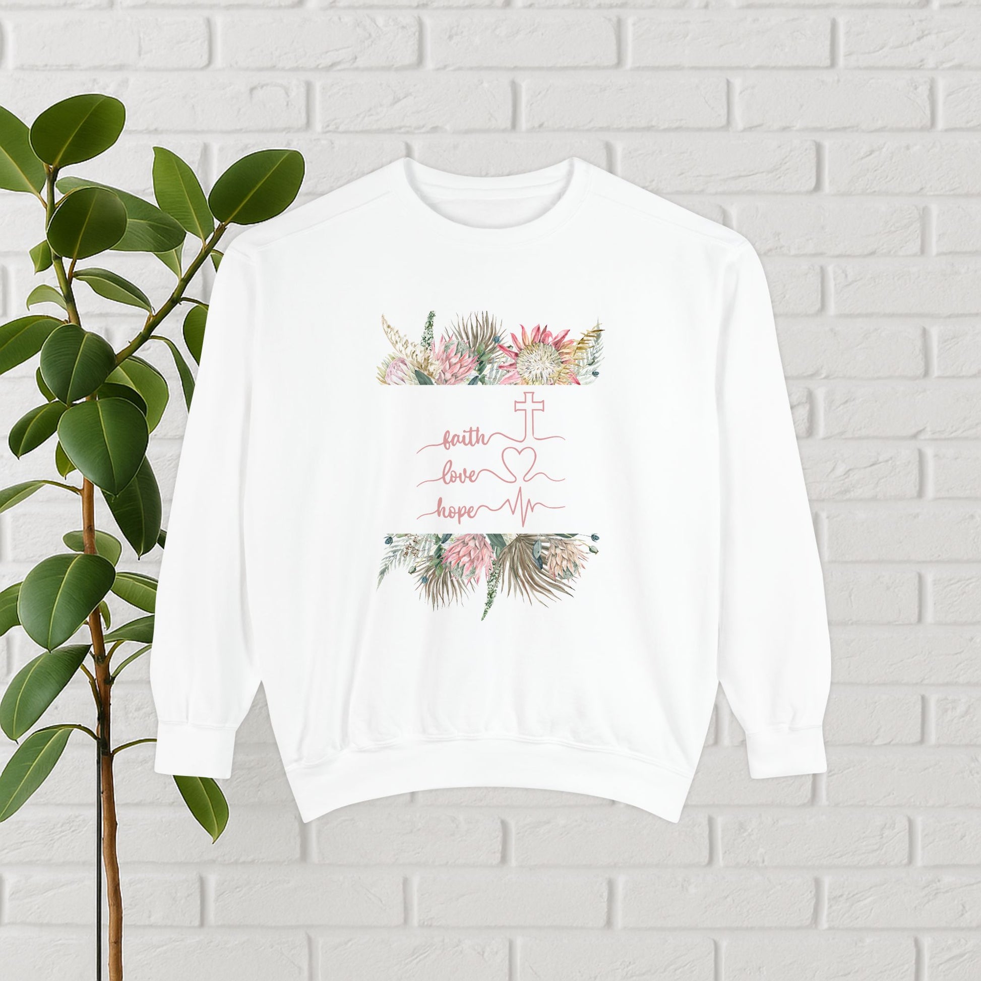 Spiritual Message Sweatshirt – Faith, Love, Hope, Unisex Apparel, Gift for Her, Cozy Wear, Inspirational Fashion
