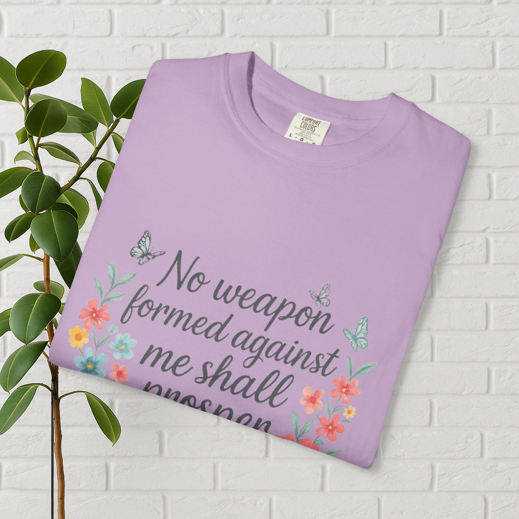 No Weapon Shall Prosper Tee – Isaiah 54:17 Floral Shield