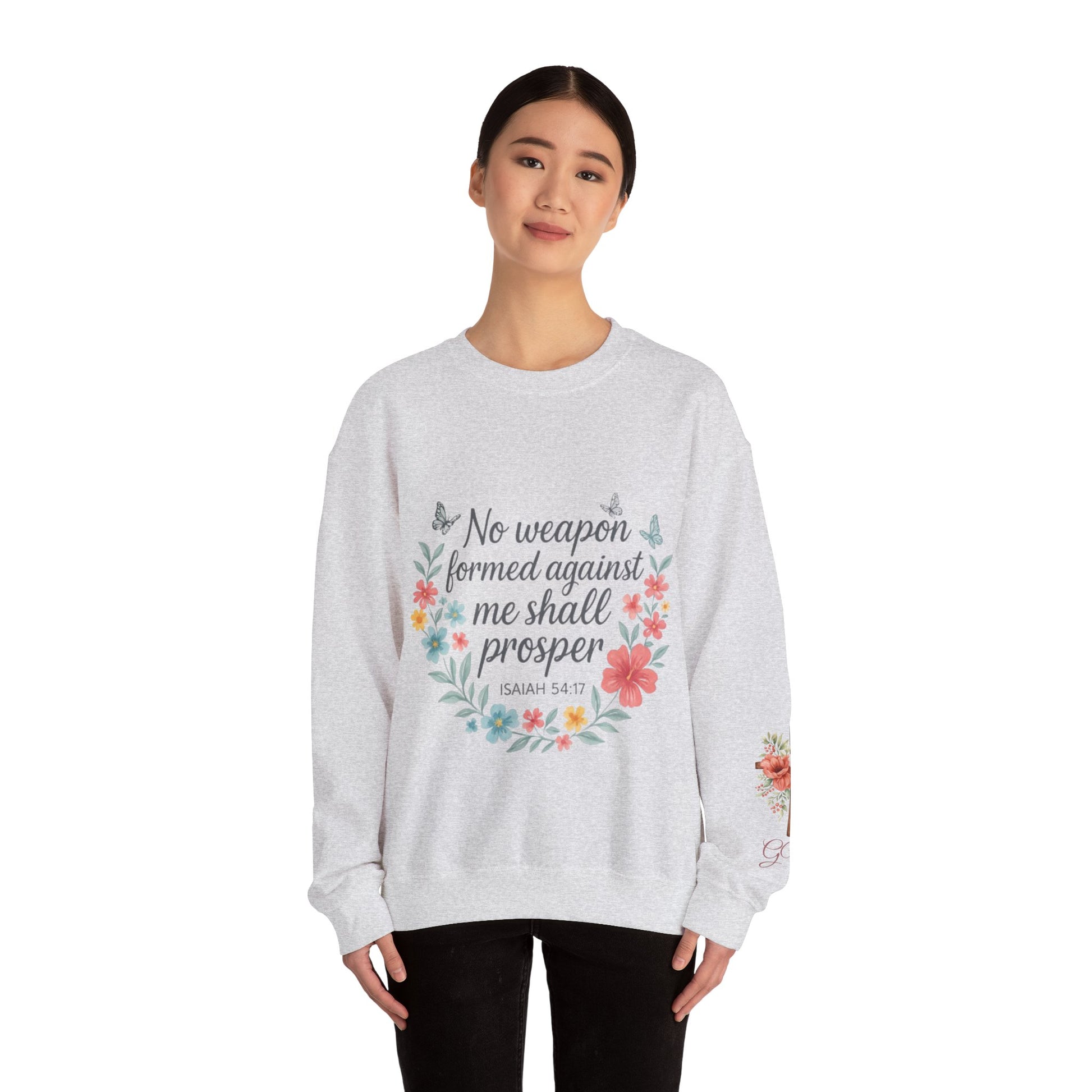 No Weapon Formed – Isaiah 54:17 Floral Affirmation Tee
