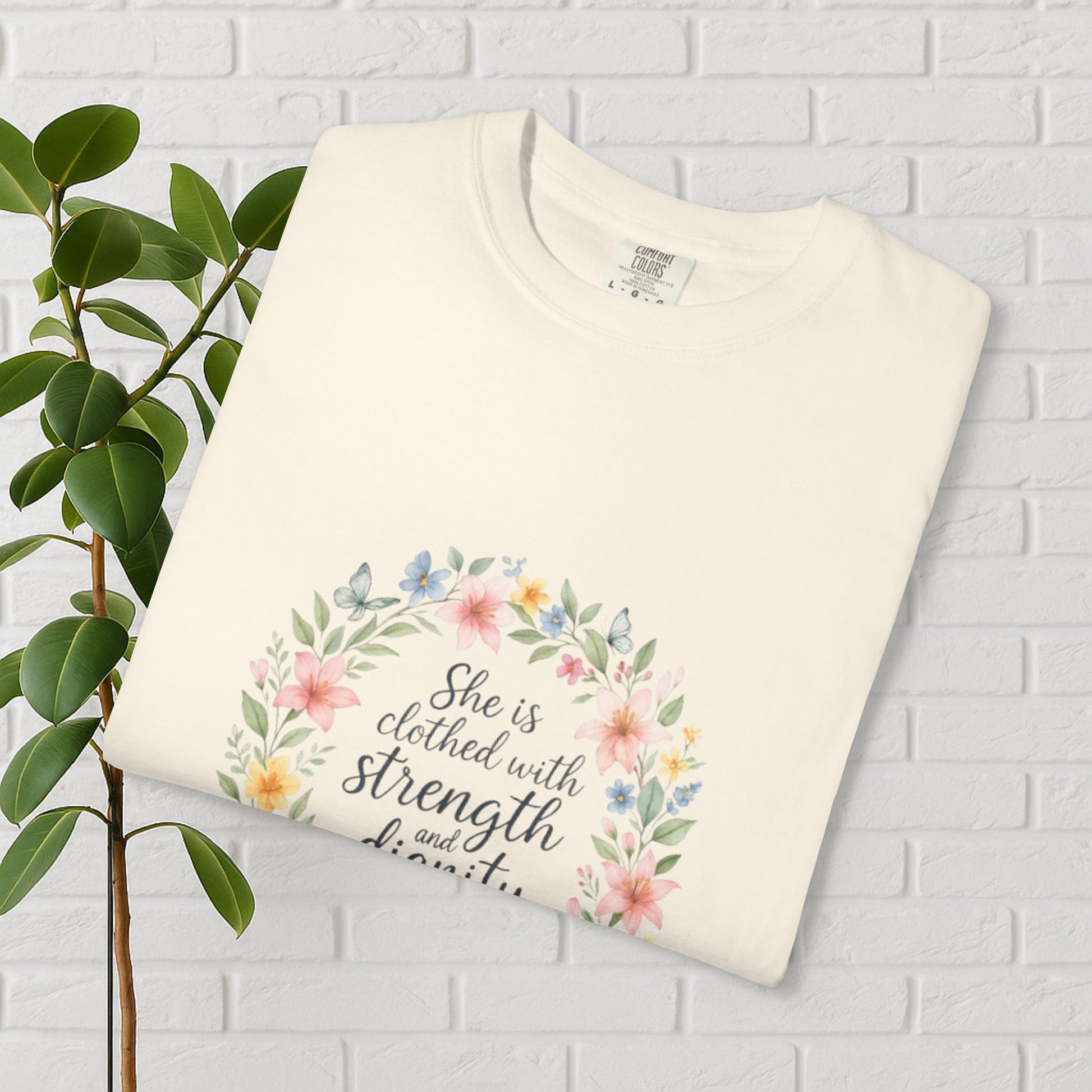 Strength & Dignity Floral Tee – Proverbs 31:25