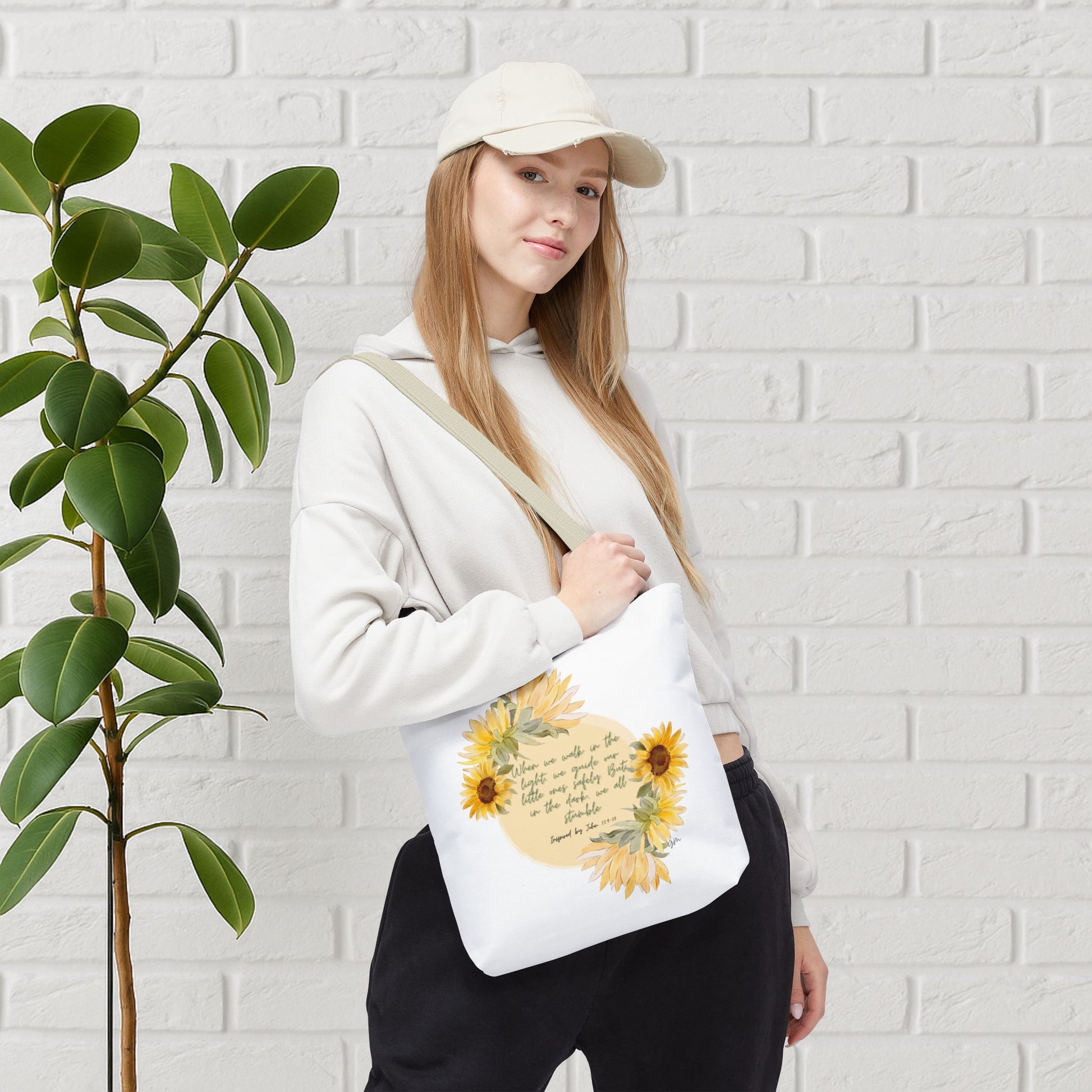 “Walk in the Light” Sunflower Faith Tote
