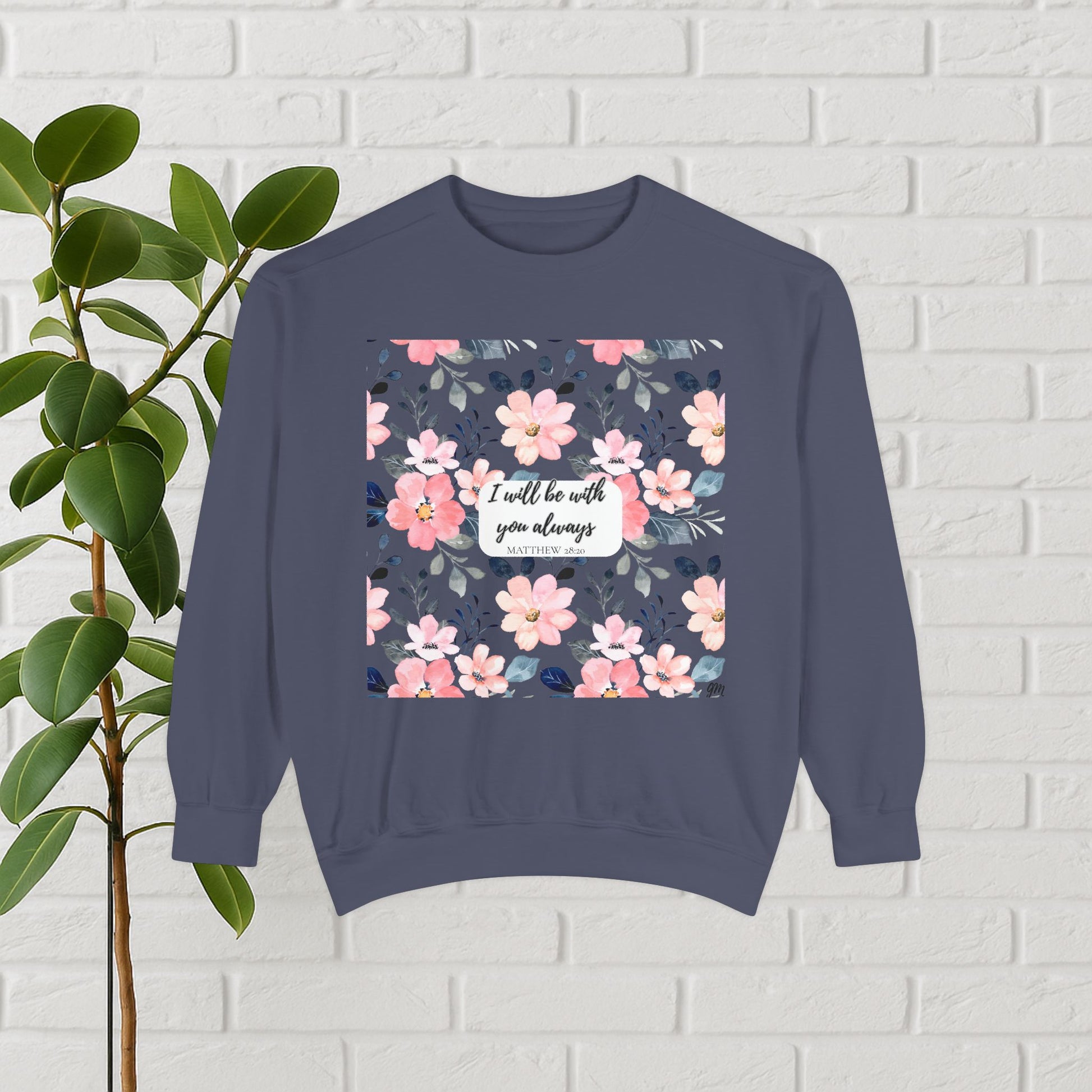 Faith in Bloom” Scripture Sweatshirt – Matthew 28:20 | Floral Christian Apparel
