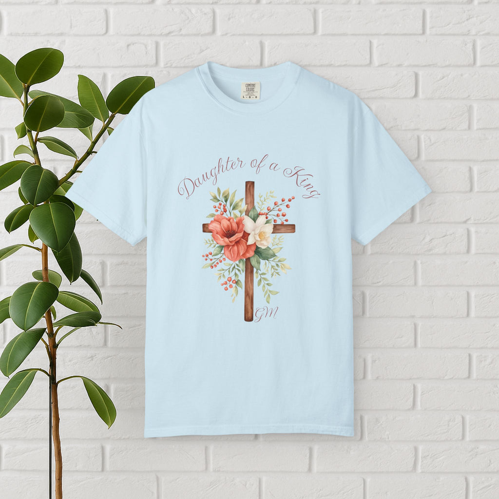 Daughter of a King – Faith-Inspired Floral Cross Tee