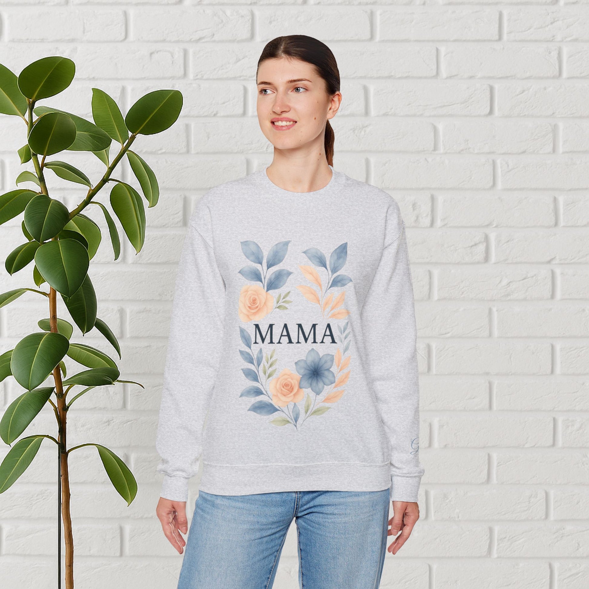 Gracefully Mama Floral Wreath Sweatshirt – Soft Neutrals