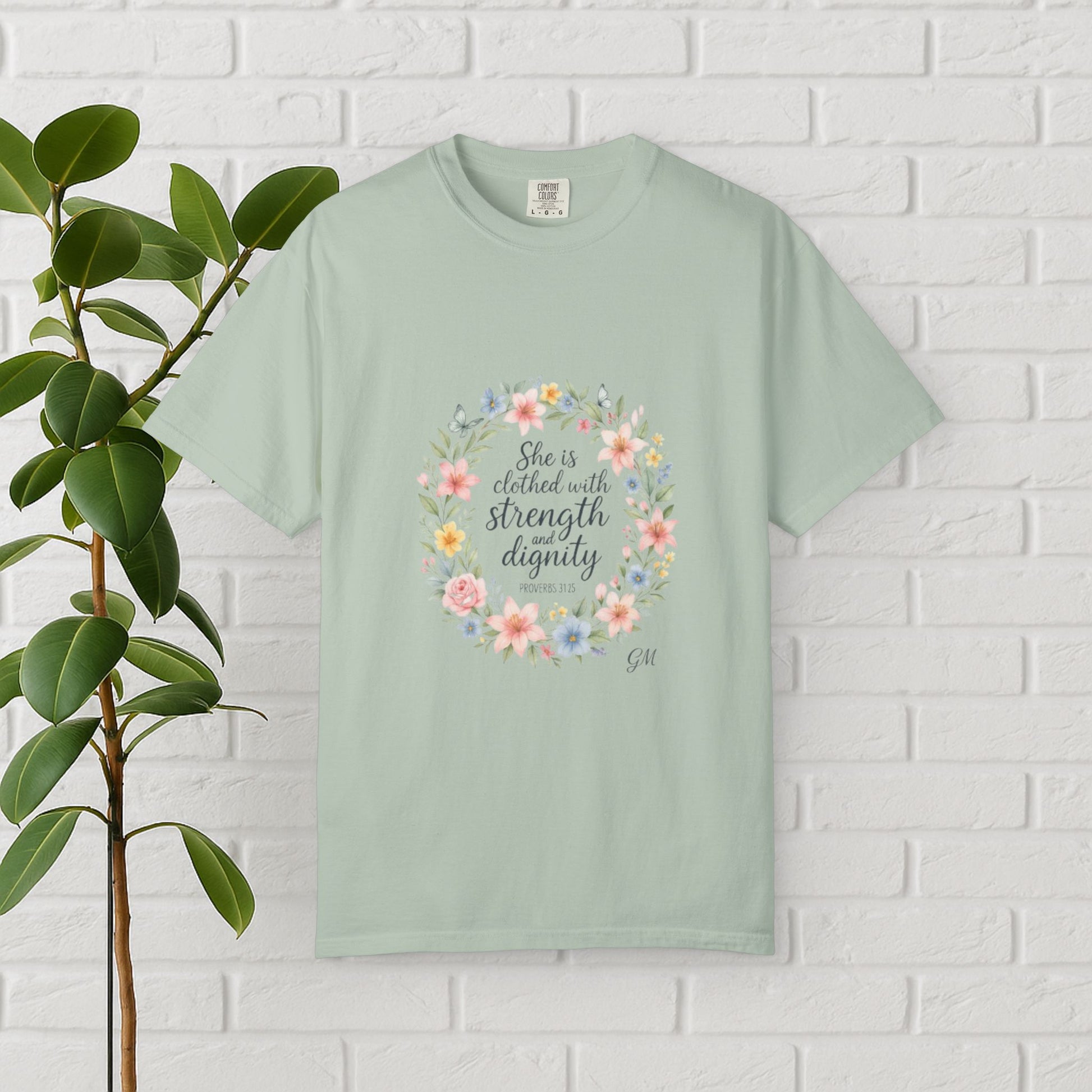 Strength & Dignity Floral Tee – Proverbs 31:25