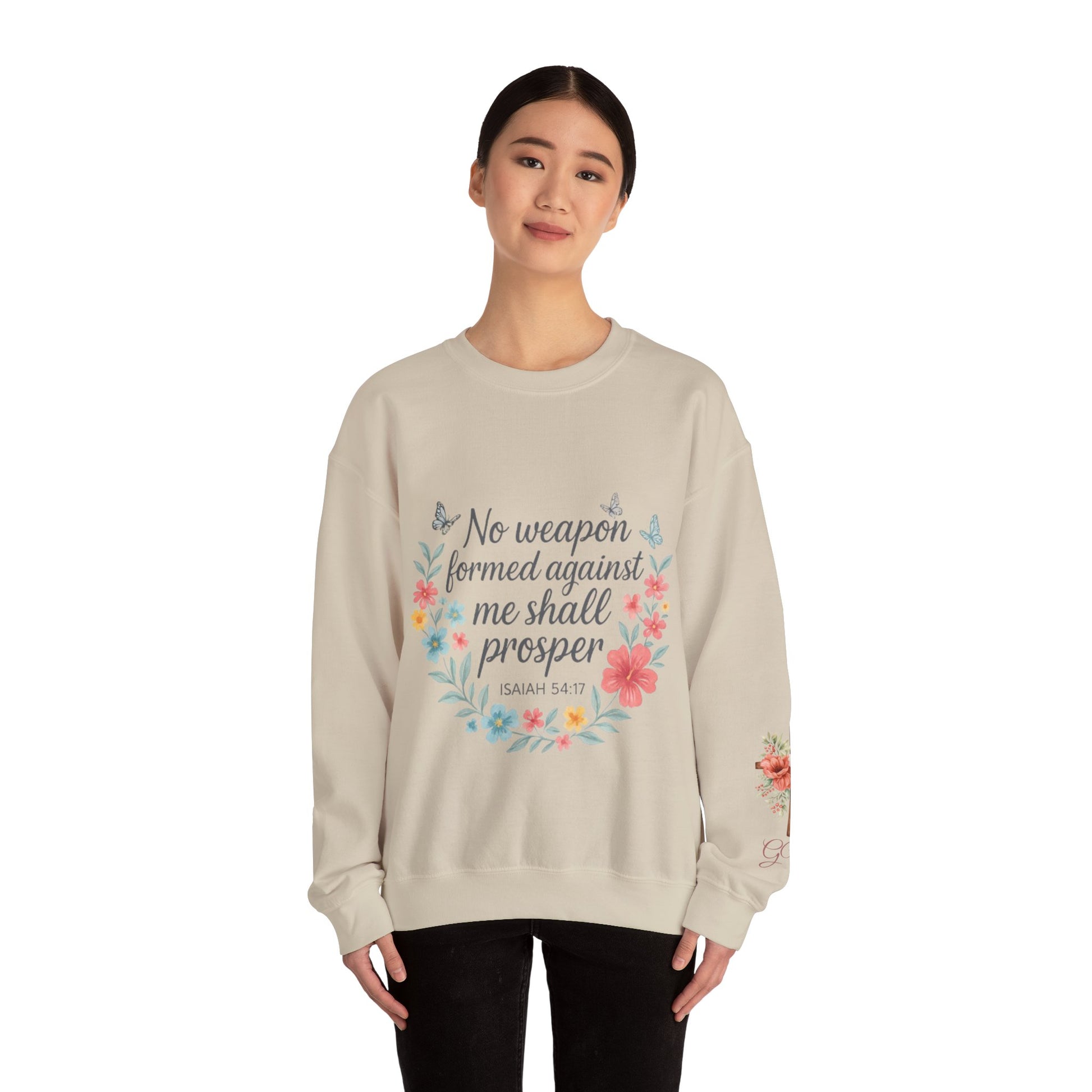 No Weapon Formed – Isaiah 54:17 Floral Affirmation Tee