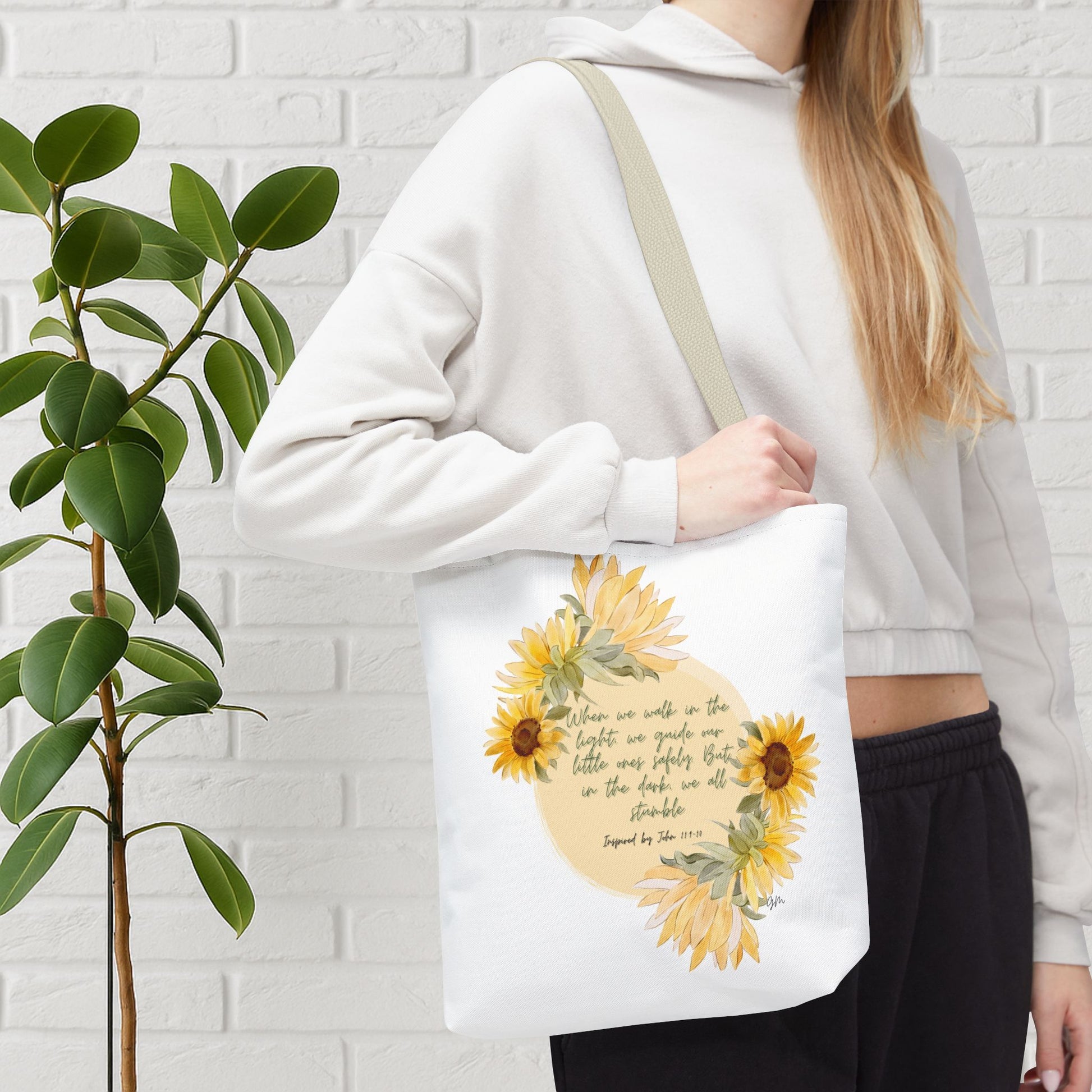 “Walk in the Light” Sunflower Faith Tote