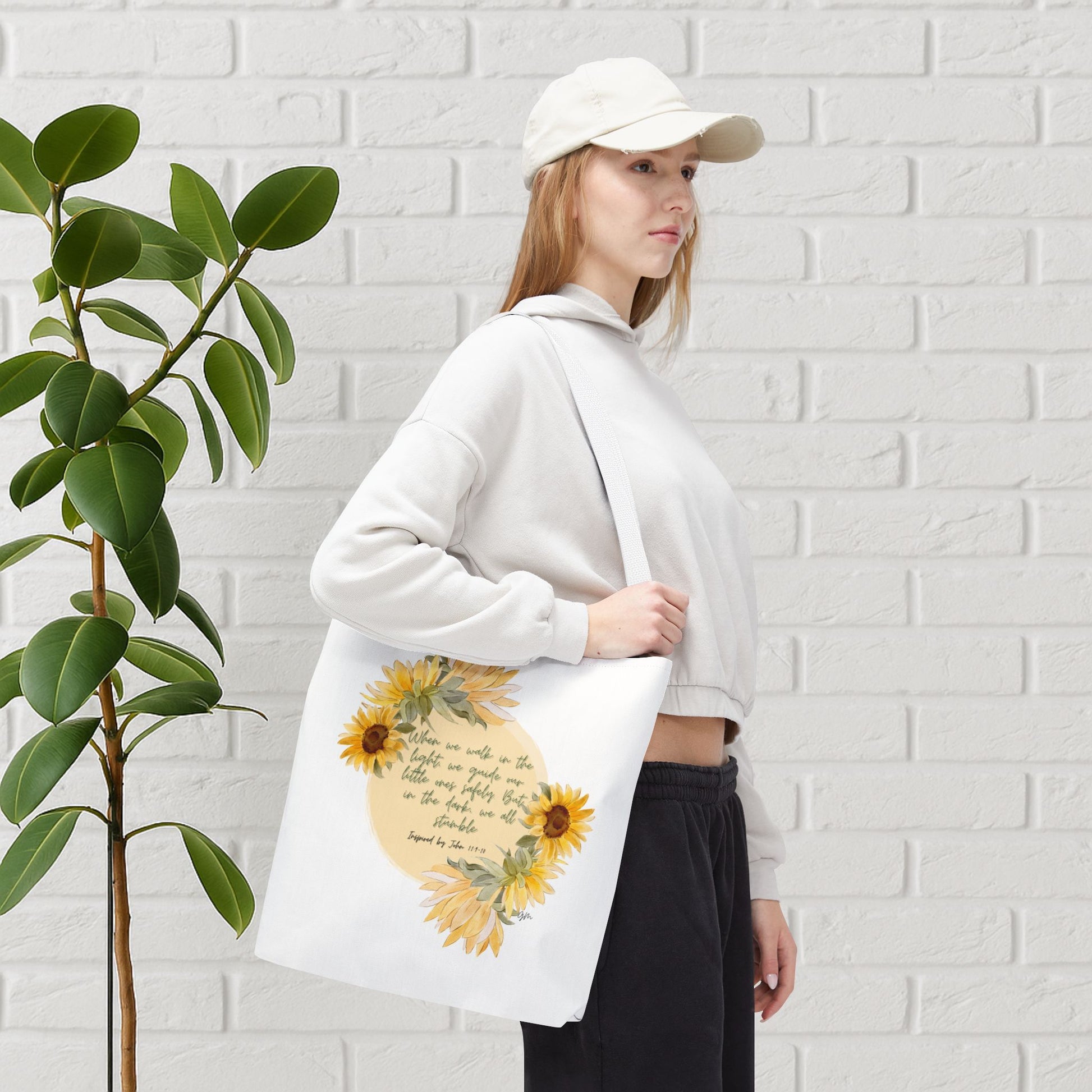 “Walk in the Light” Sunflower Faith Tote