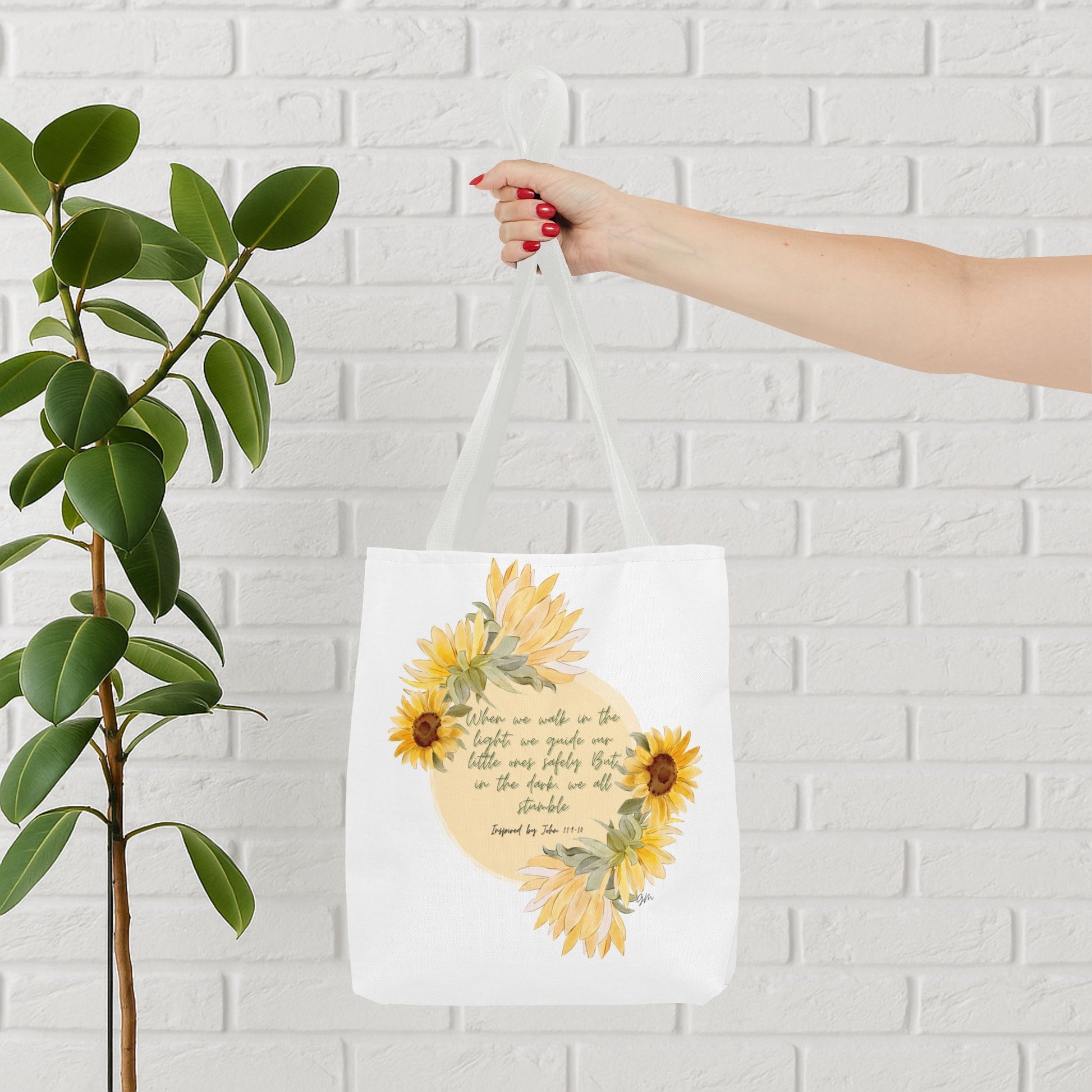 “Walk in the Light” Sunflower Faith Tote