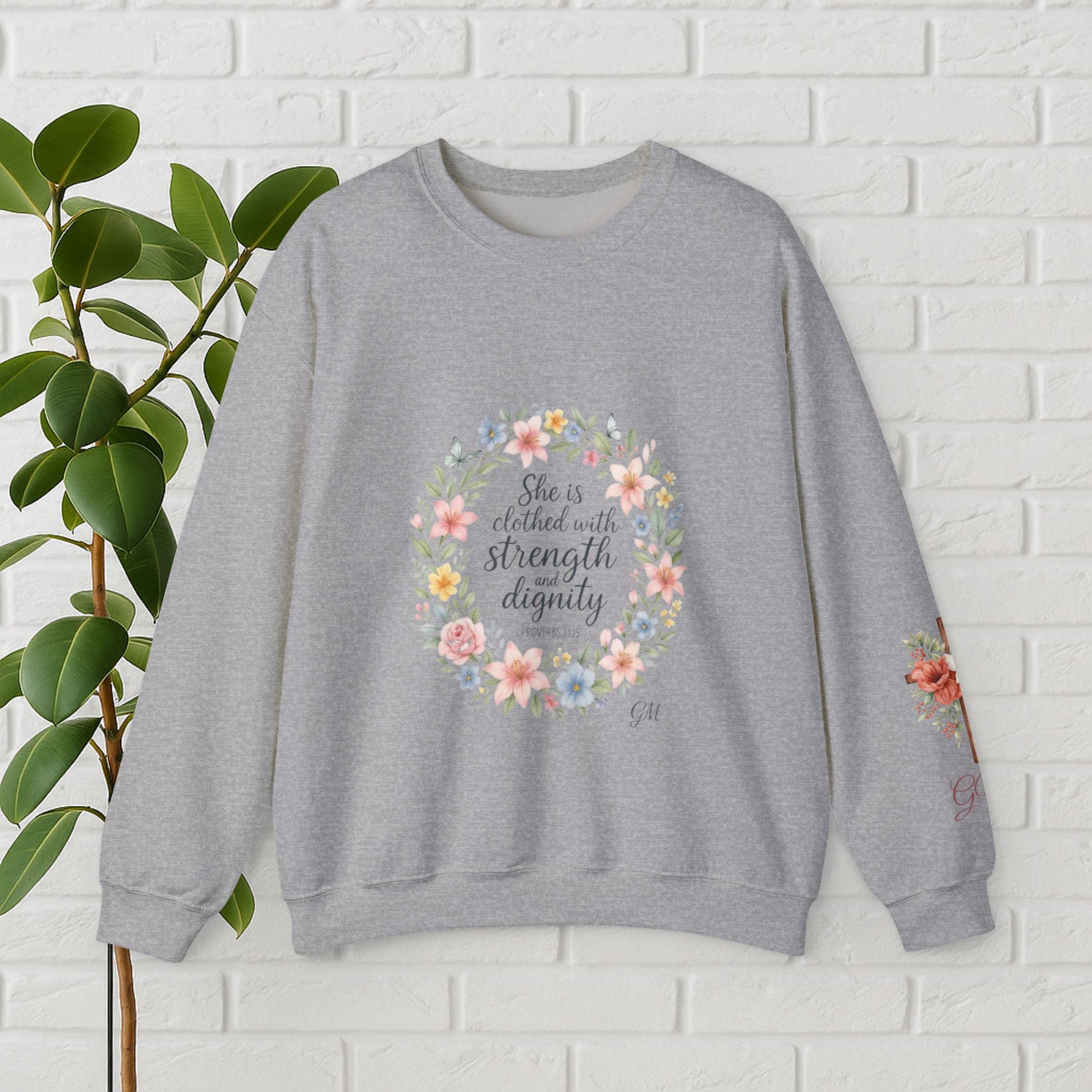 Clothed in Strength & Dignity – Proverbs 31:25 Floral Wreath Tee