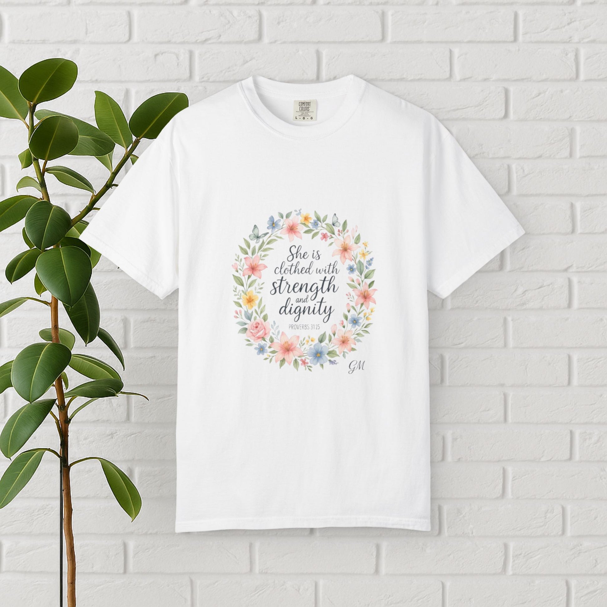 Strength & Dignity Floral Tee – Proverbs 31:25