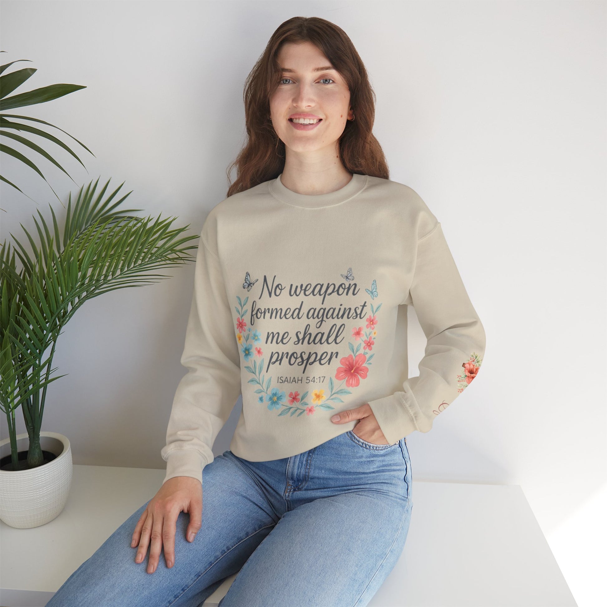 No Weapon Formed – Isaiah 54:17 Floral Affirmation Tee