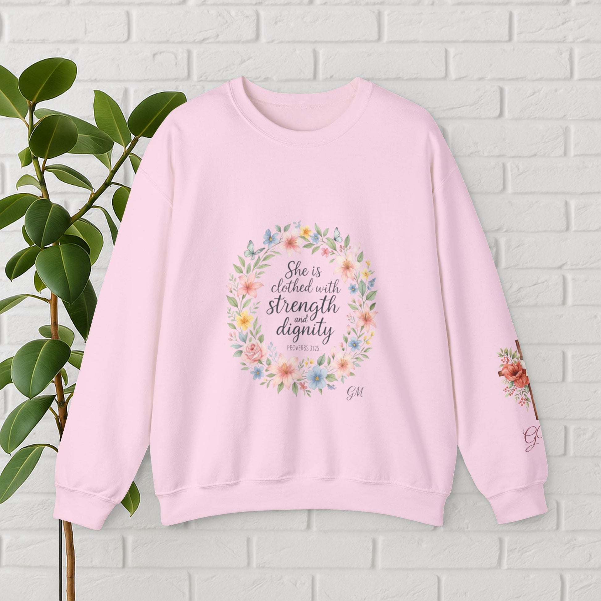 Clothed in Strength & Dignity – Proverbs 31:25 Floral Wreath Tee