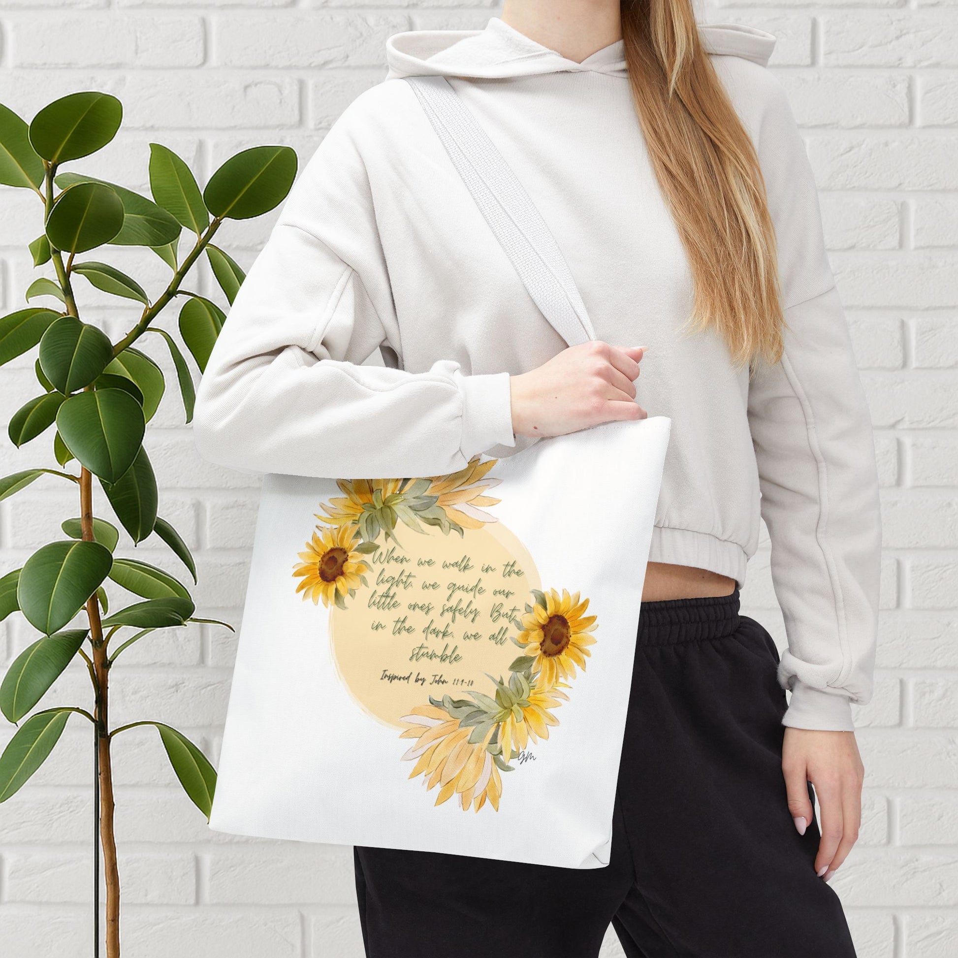 “Walk in the Light” Sunflower Faith Tote