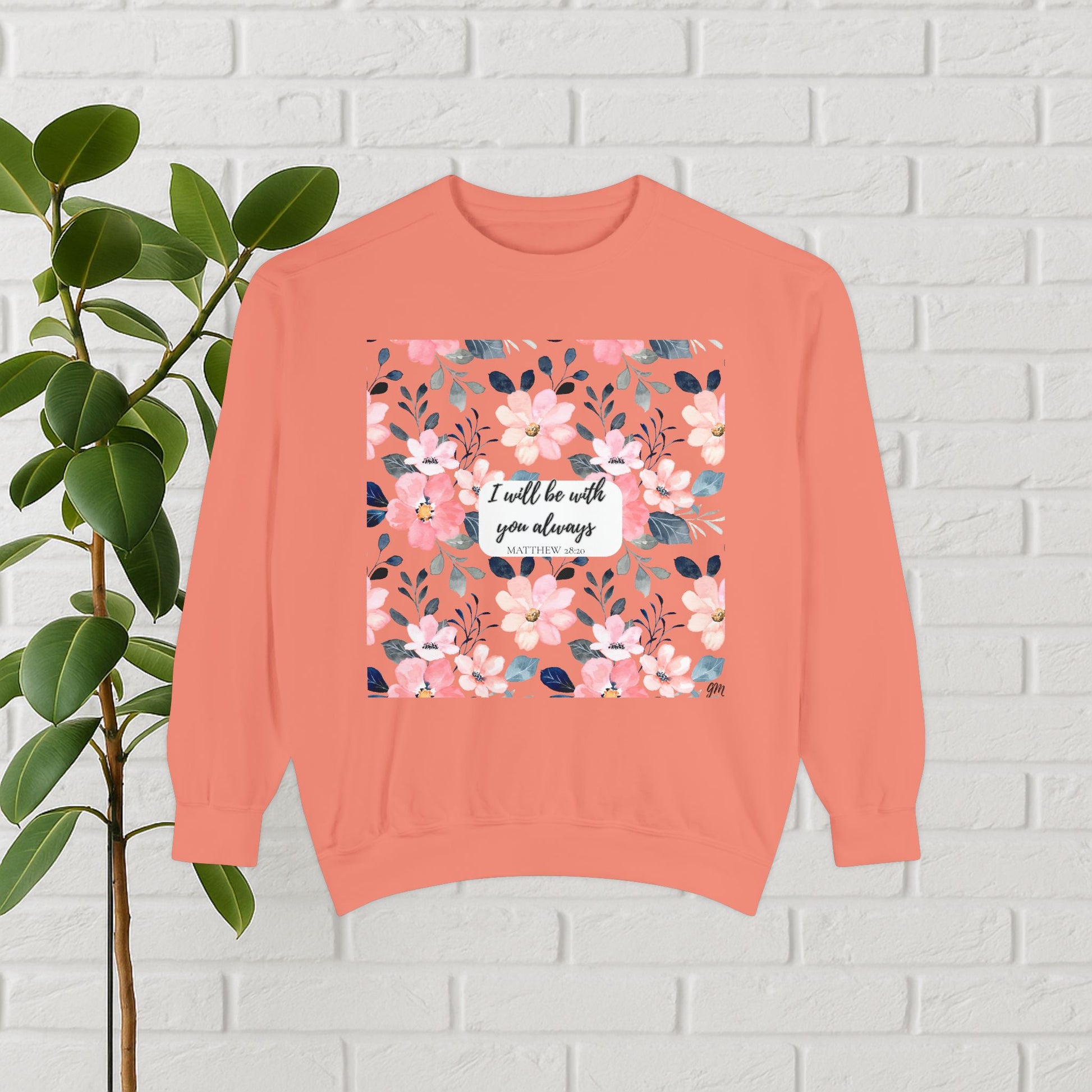 Faith in Bloom” Scripture Sweatshirt – Matthew 28:20 | Floral Christian Apparel