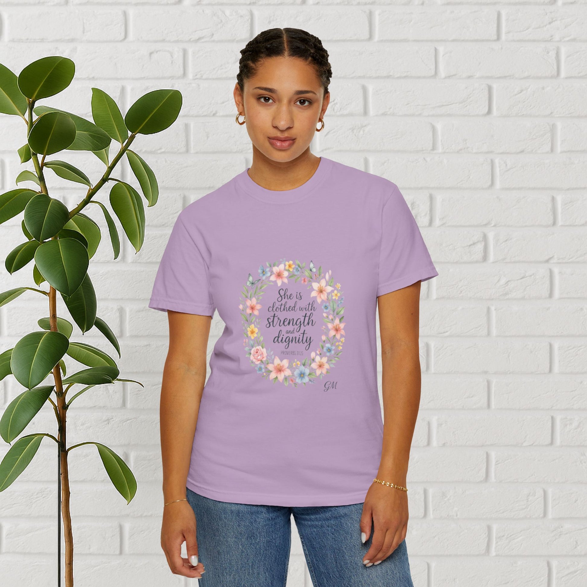 Strength & Dignity Floral Tee – Proverbs 31:25