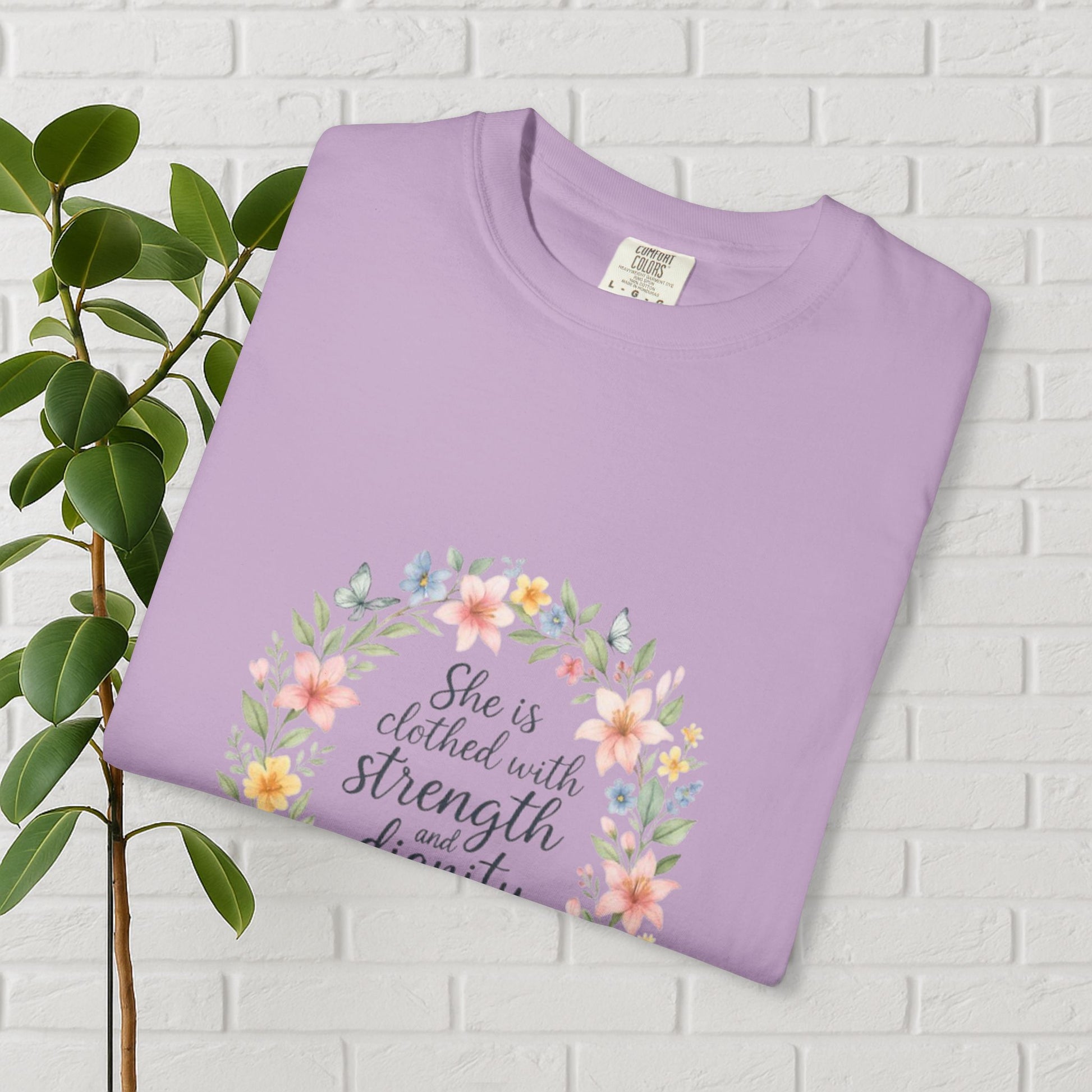 Strength & Dignity Floral Tee – Proverbs 31:25
