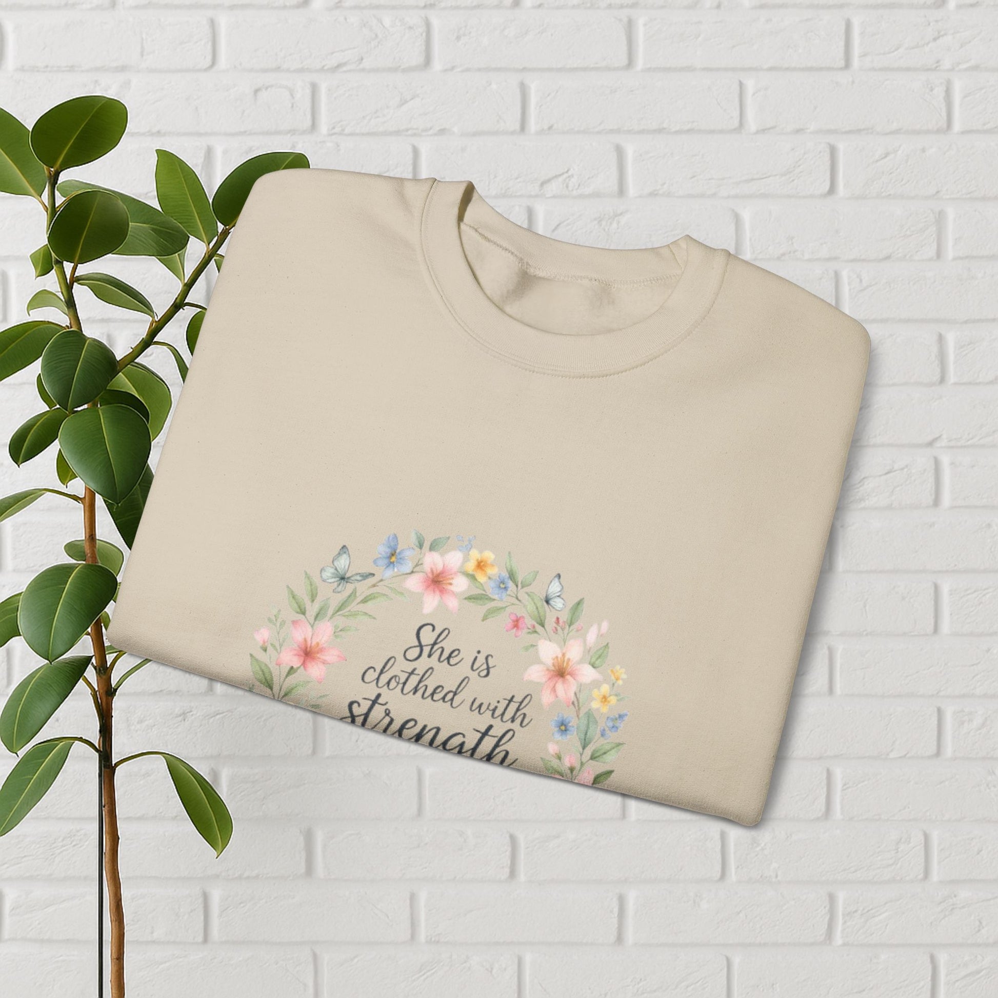 Clothed in Strength & Dignity – Proverbs 31:25 Floral Wreath Tee