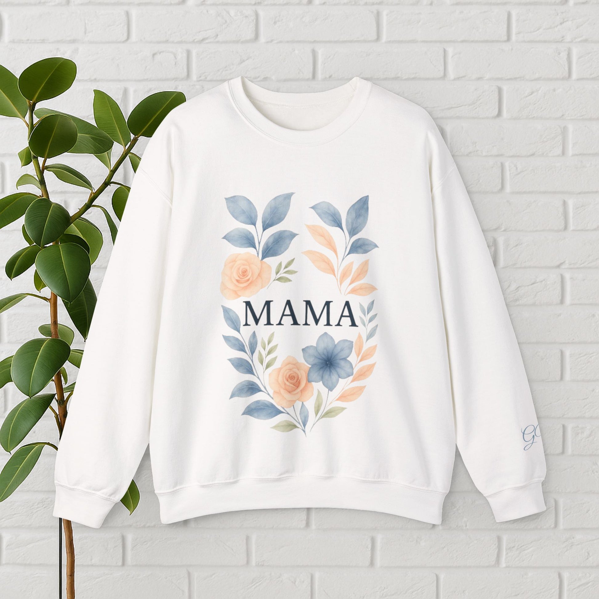 Gracefully Mama Floral Wreath Sweatshirt – Soft Neutrals