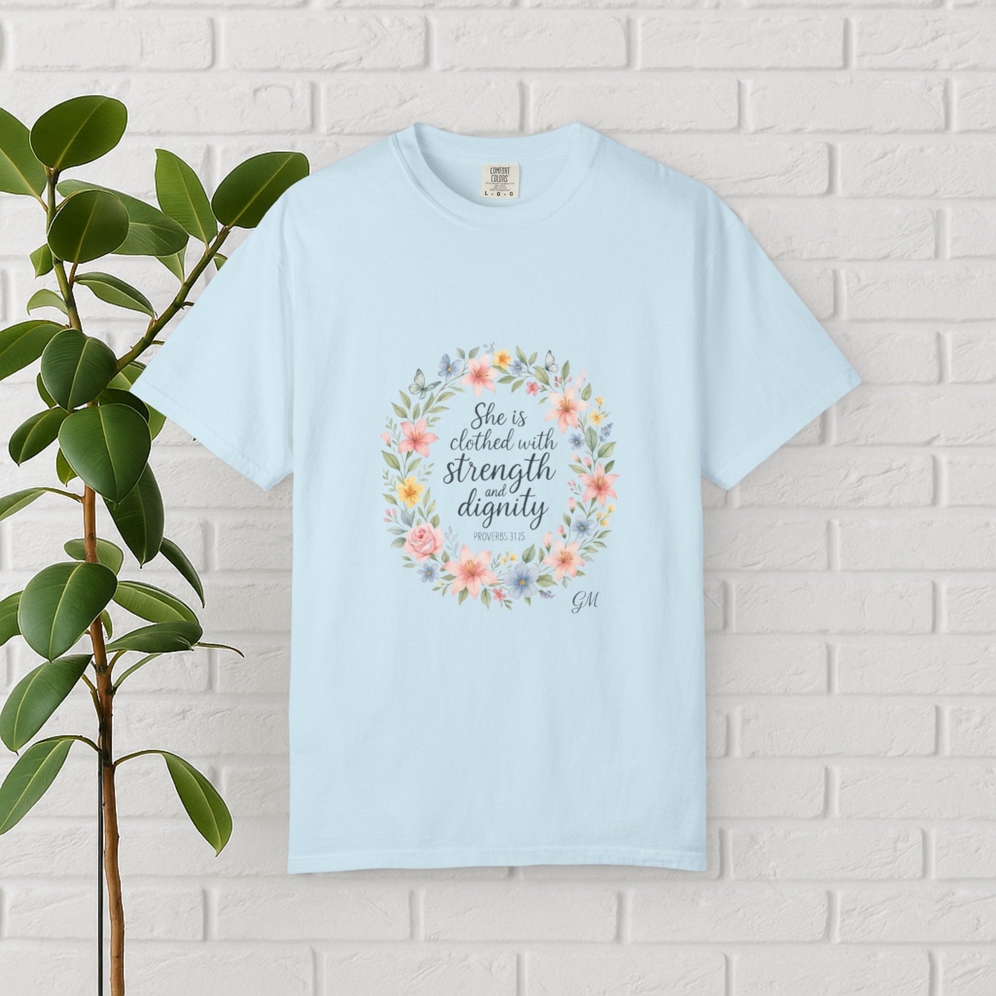 Strength & Dignity Floral Tee – Proverbs 31:25