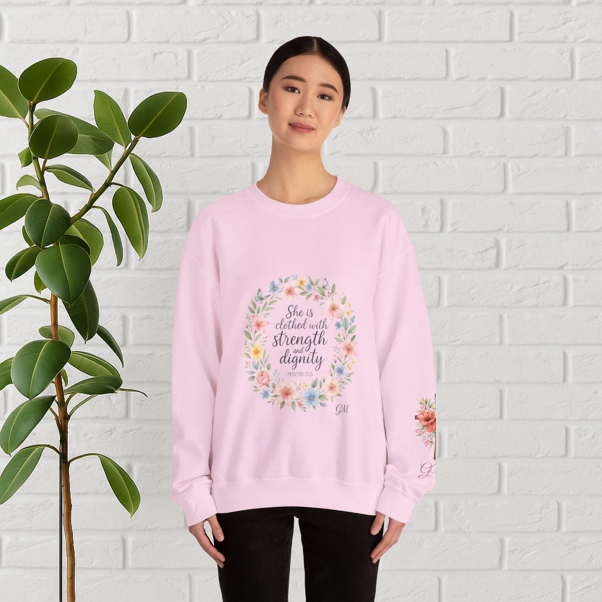 Clothed in Strength & Dignity – Proverbs 31:25 Floral Wreath Tee