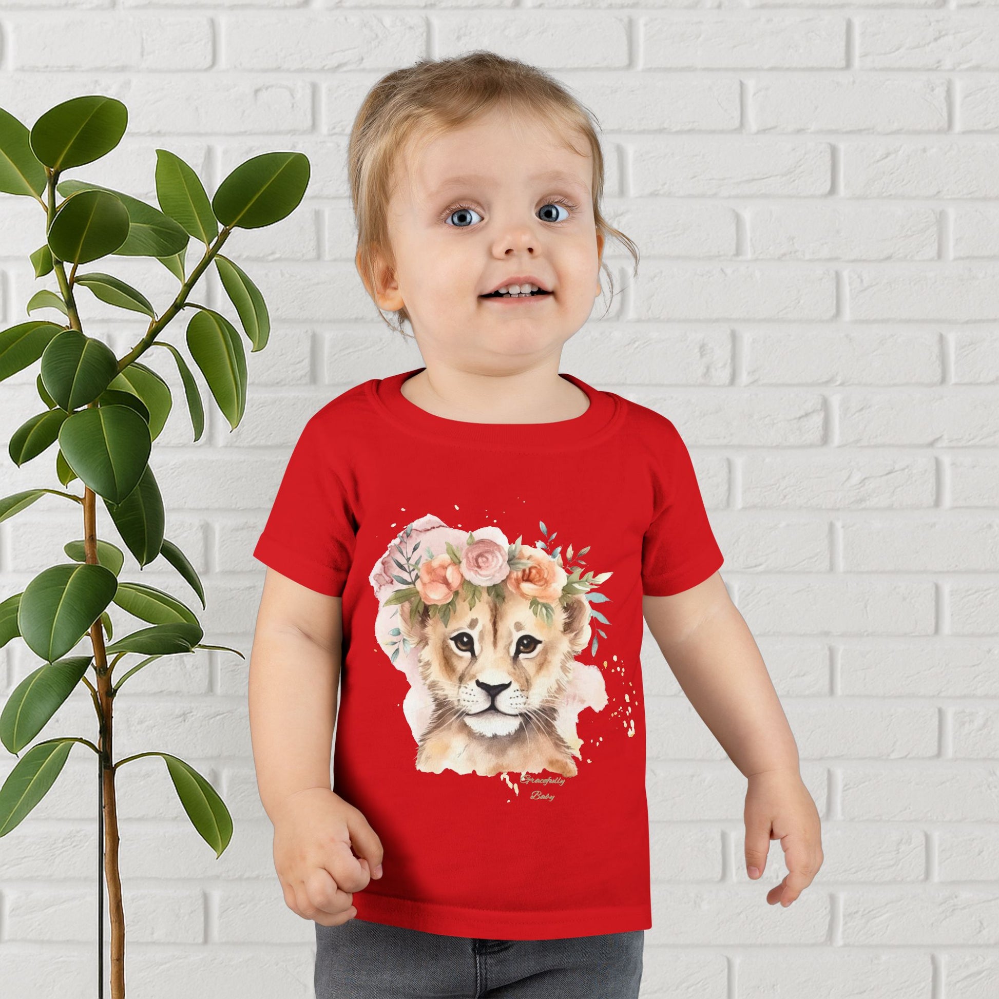 Little Wildflower – Floral Lion Cub Baby Tee (Gracefully Baby Edition)