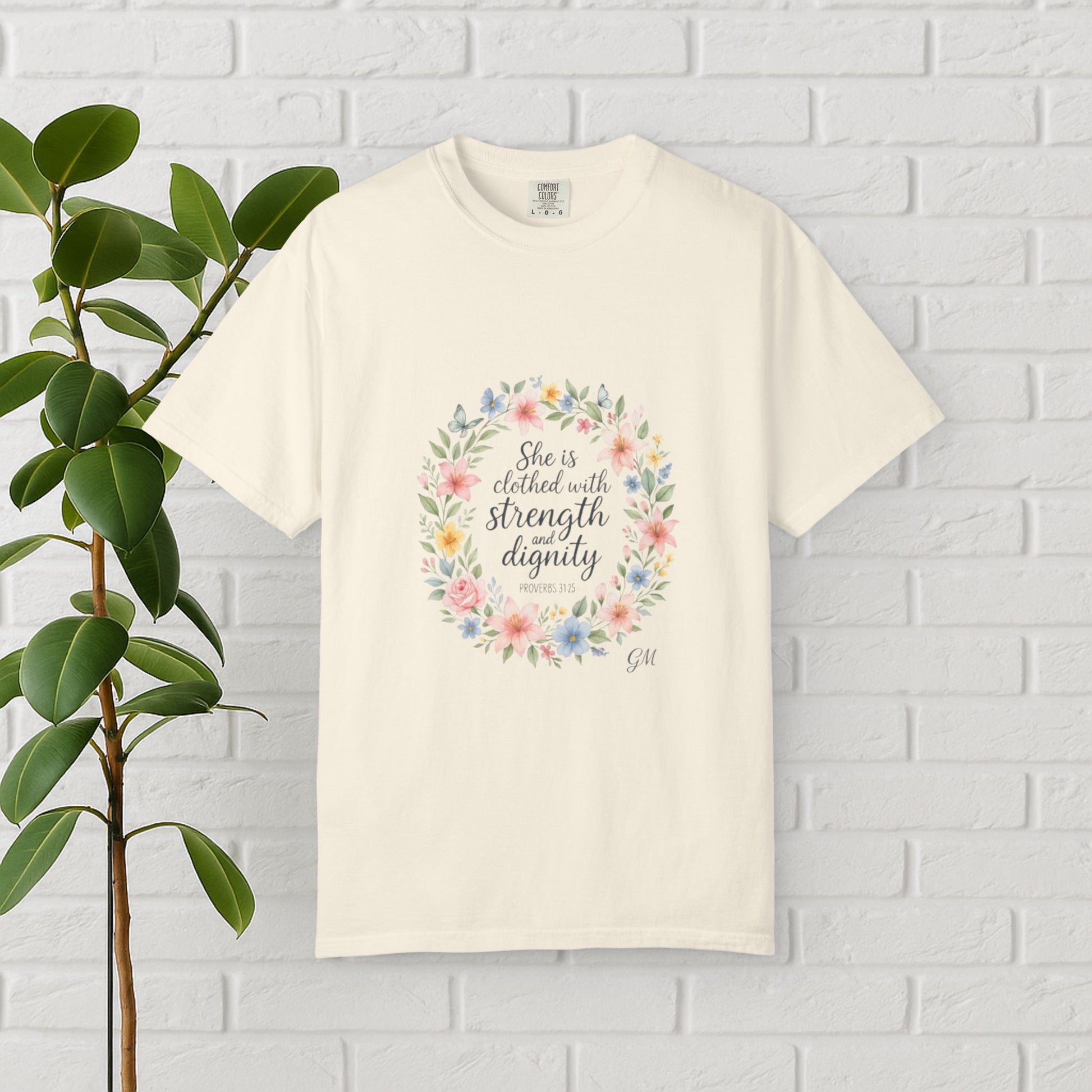 Strength & Dignity Floral Tee – Proverbs 31:25