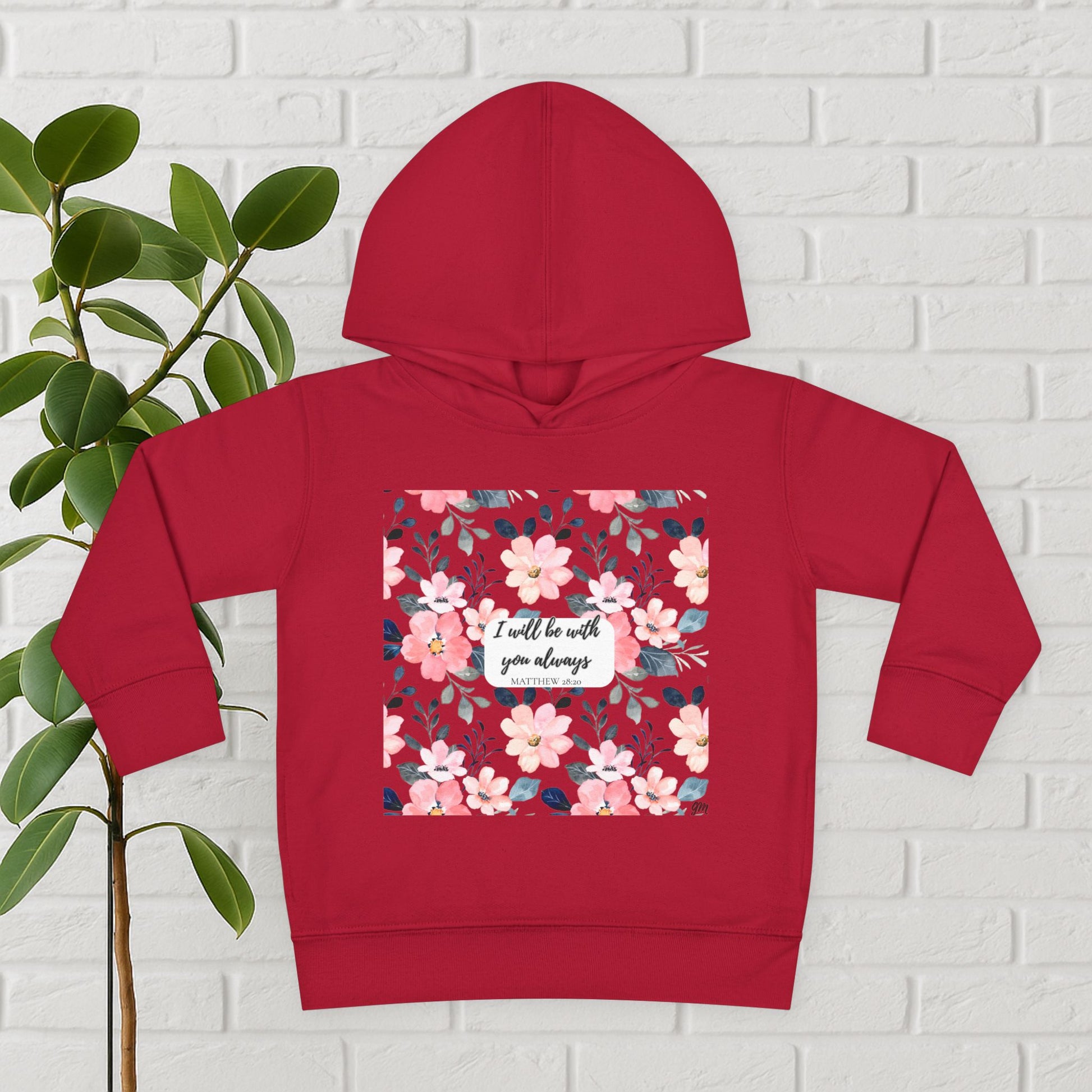 “Faith in Bloom” Toddler Hoodie – Matthew 28:20 | Comfort in Every Step