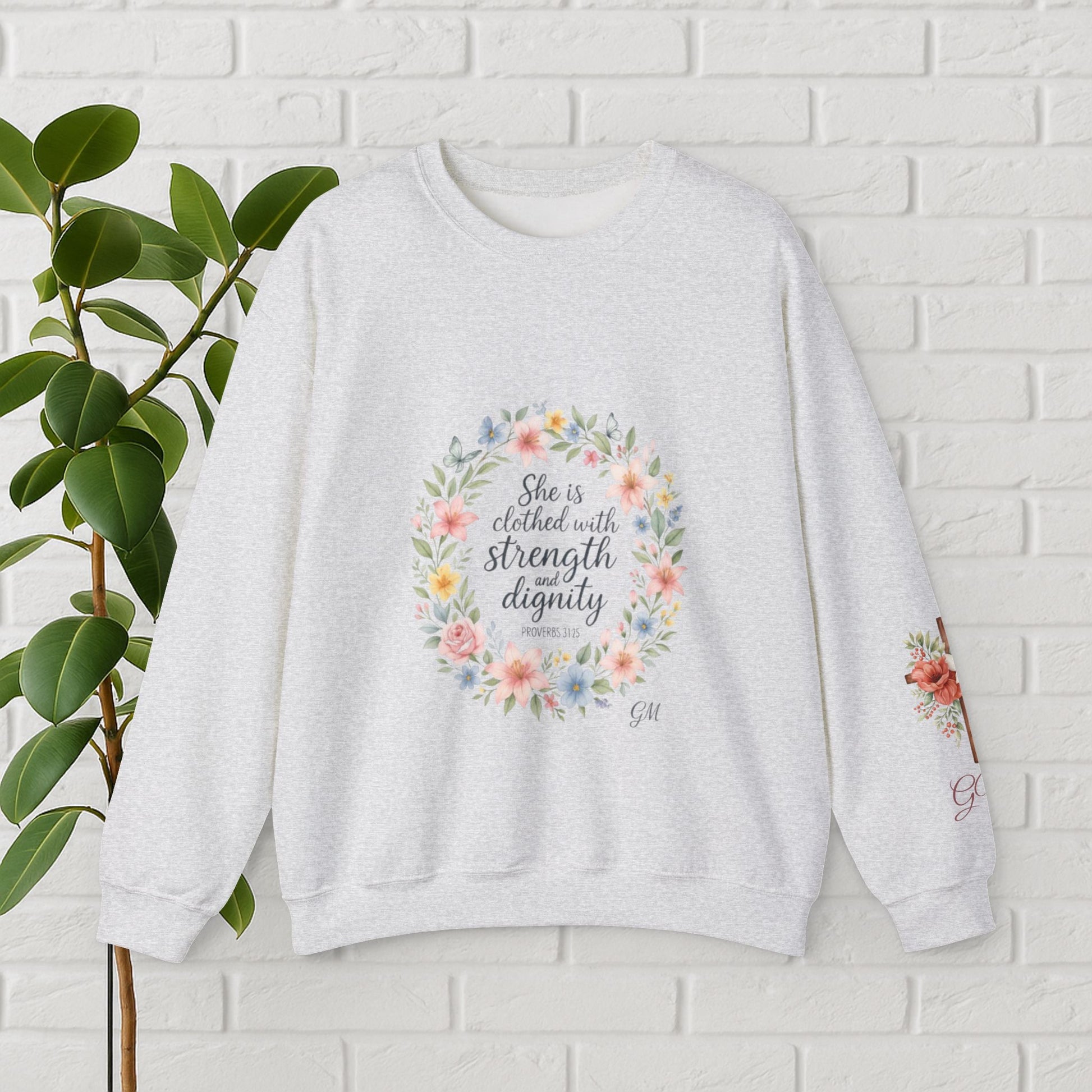 Clothed in Strength & Dignity – Proverbs 31:25 Floral Wreath Tee