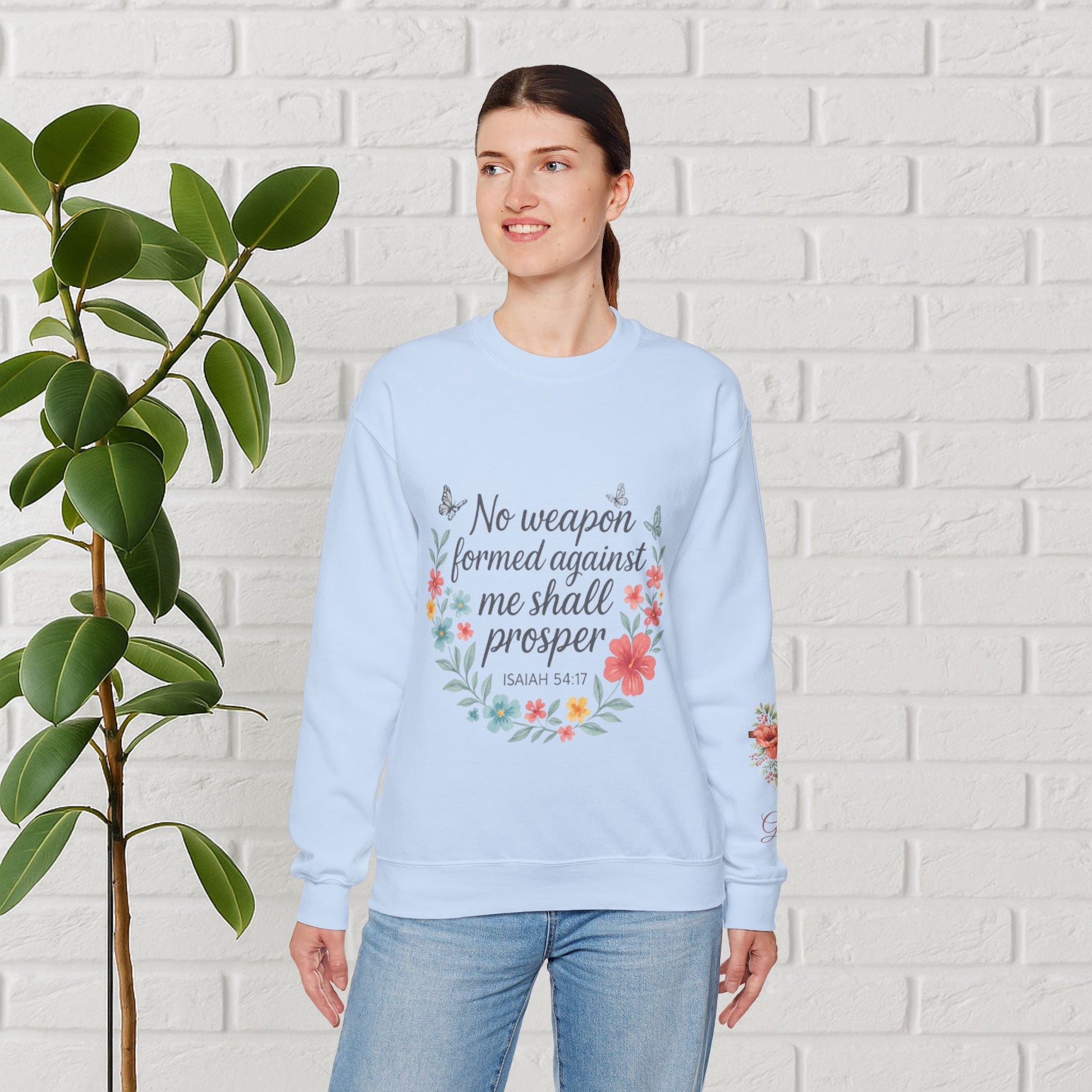 No Weapon Formed – Isaiah 54:17 Floral Affirmation Tee