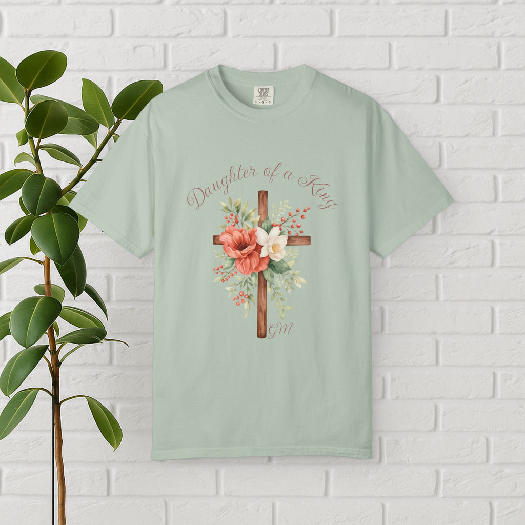Daughter of a King – Faith-Inspired Floral Cross Tee