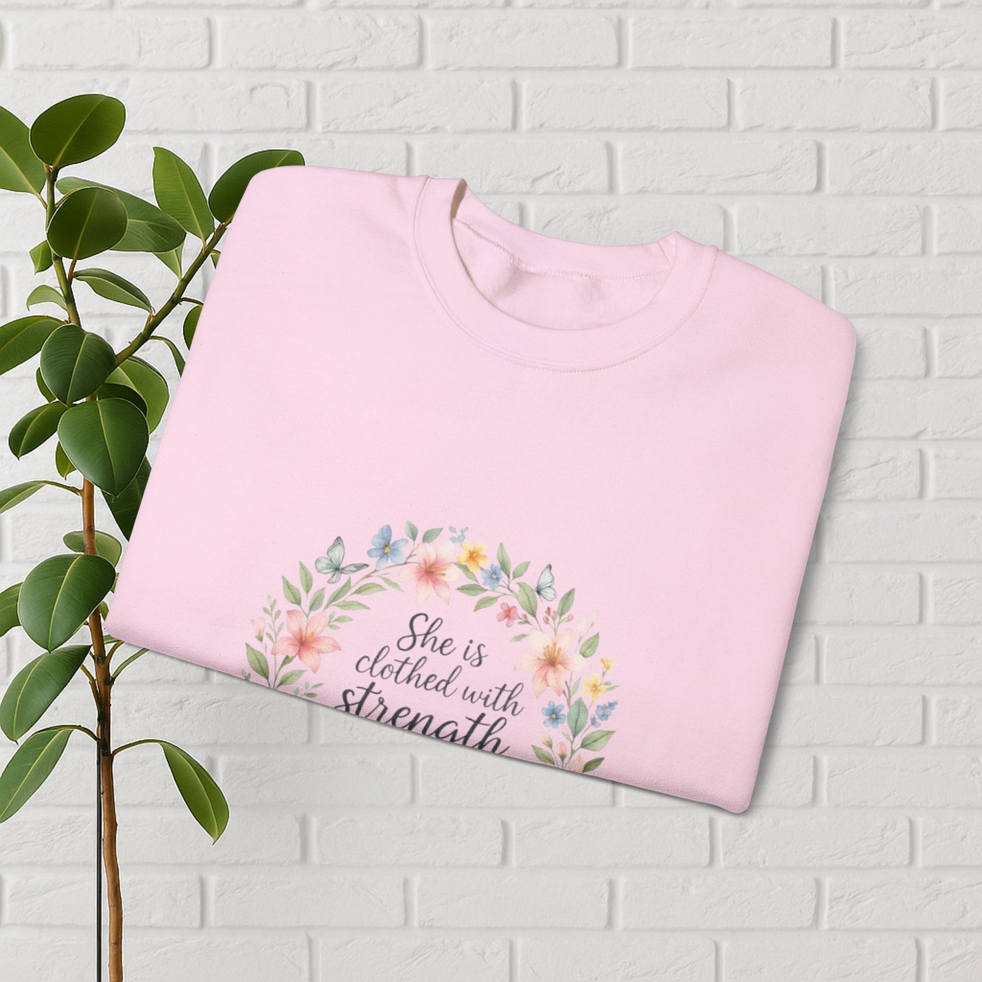 Clothed in Strength & Dignity – Proverbs 31:25 Floral Wreath Tee