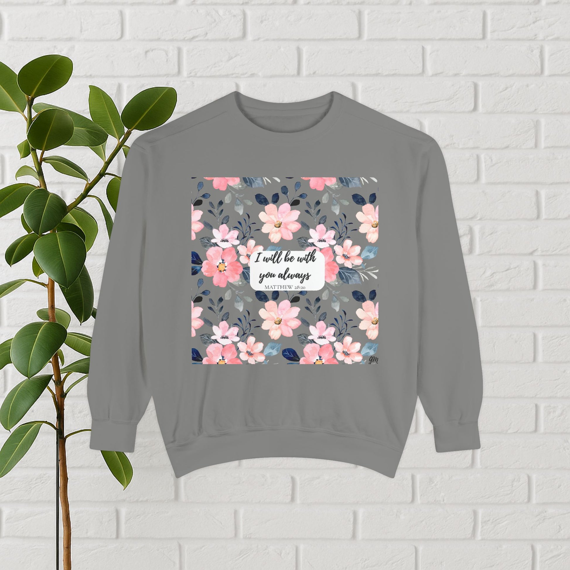Faith in Bloom” Scripture Sweatshirt – Matthew 28:20 | Floral Christian Apparel