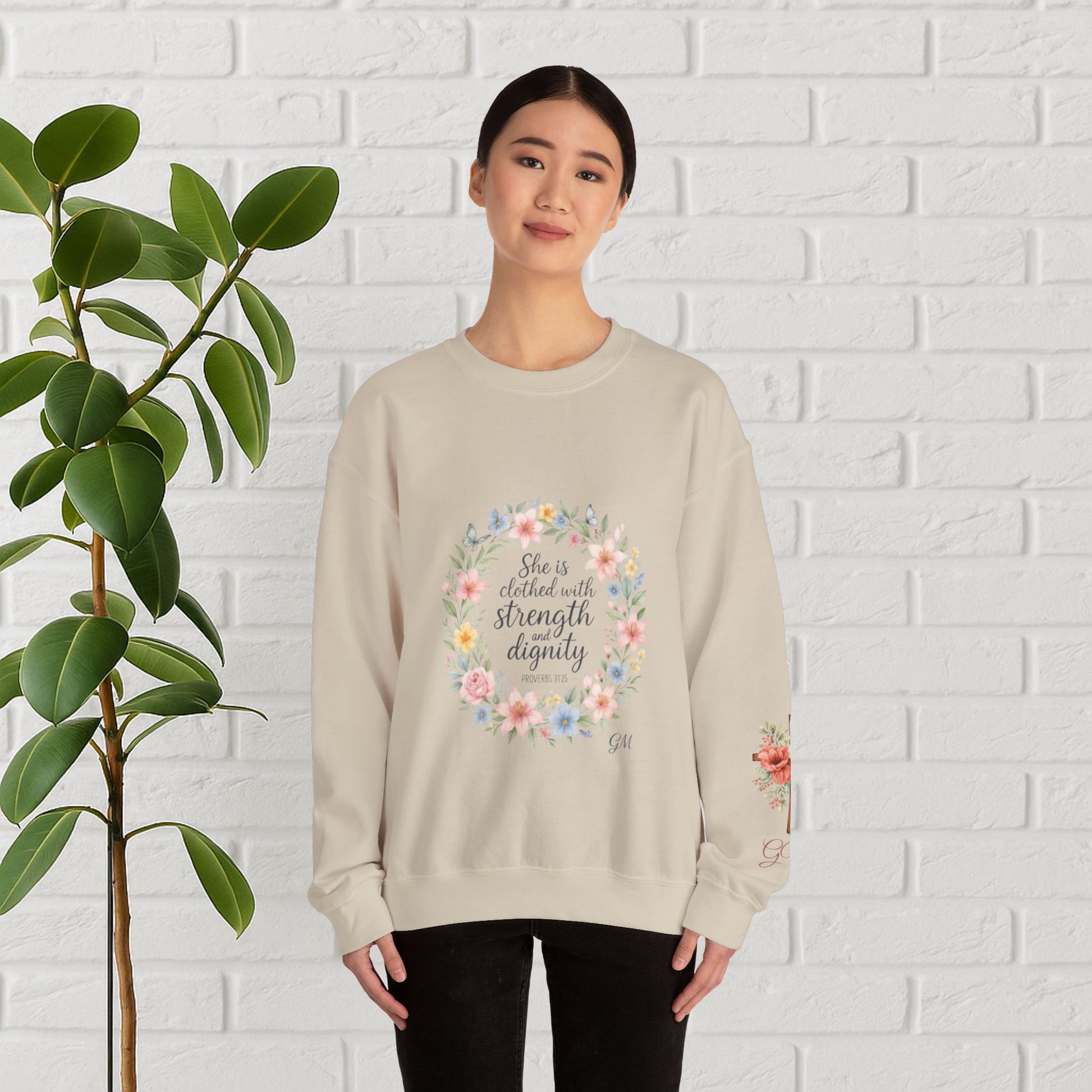 Clothed in Strength & Dignity – Proverbs 31:25 Floral Wreath Tee