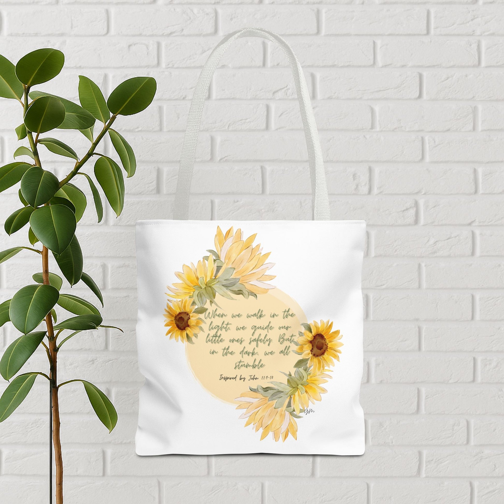 “Walk in the Light” Sunflower Faith Tote