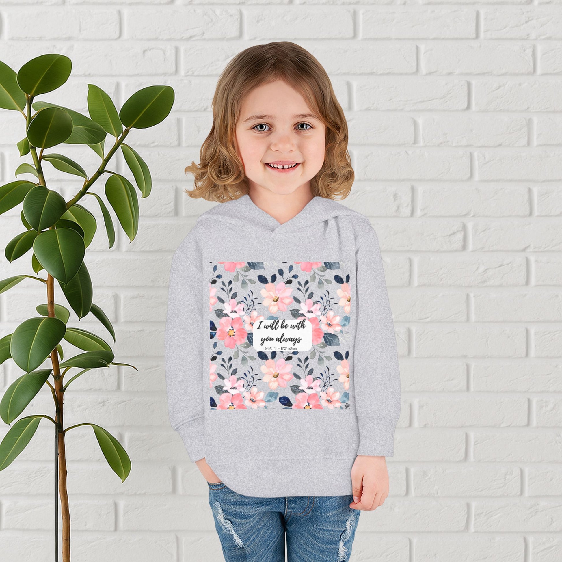 “Faith in Bloom” Toddler Hoodie – Matthew 28:20 | Comfort in Every Step