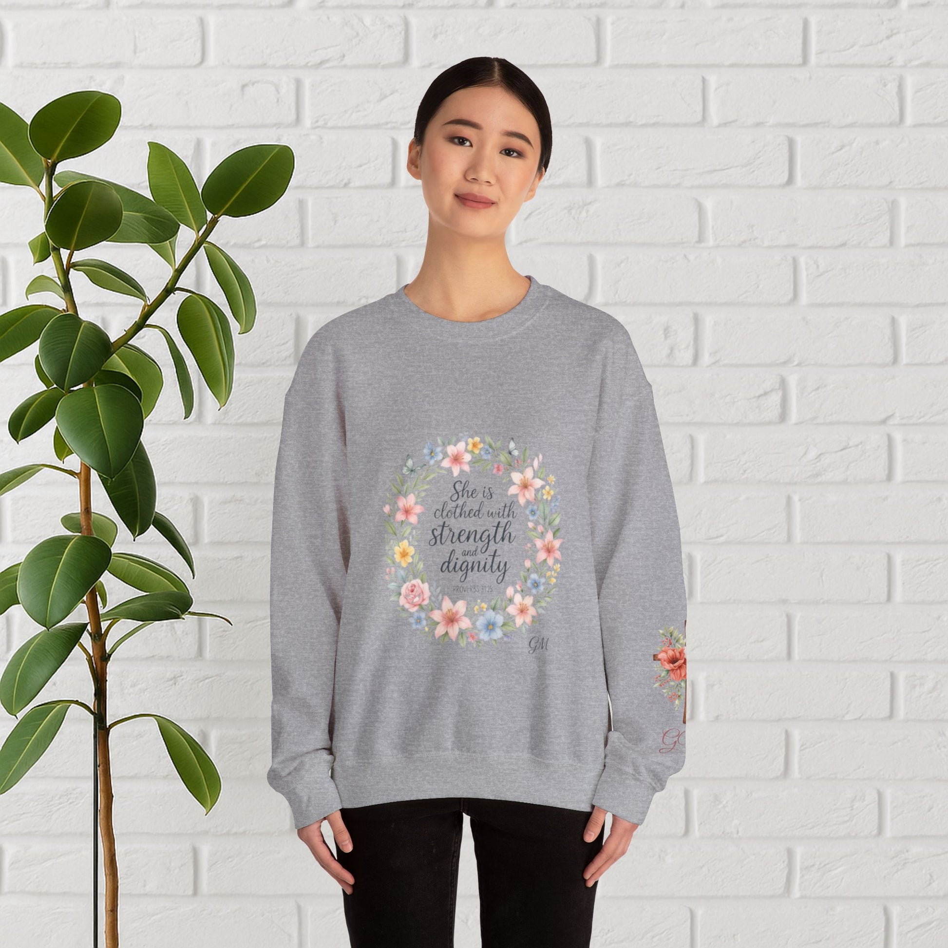 Clothed in Strength & Dignity – Proverbs 31:25 Floral Wreath Tee
