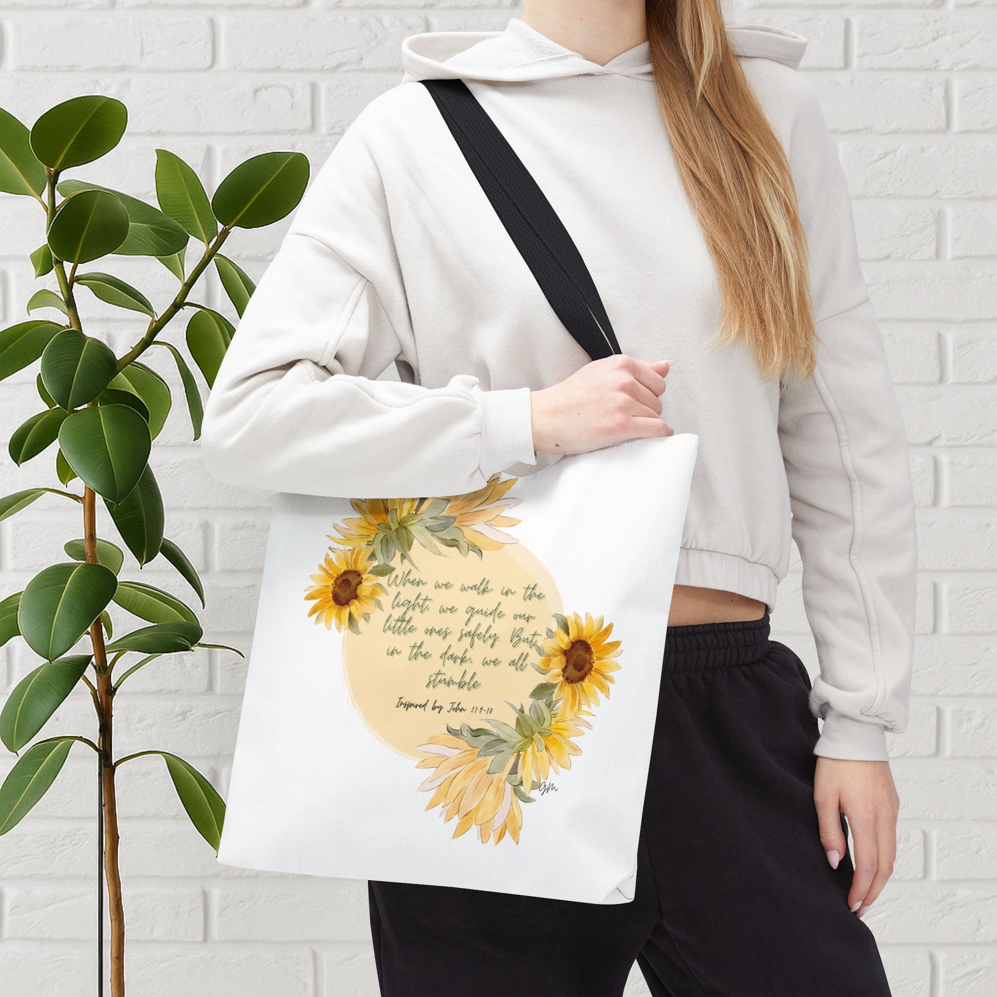 “Walk in the Light” Sunflower Faith Tote