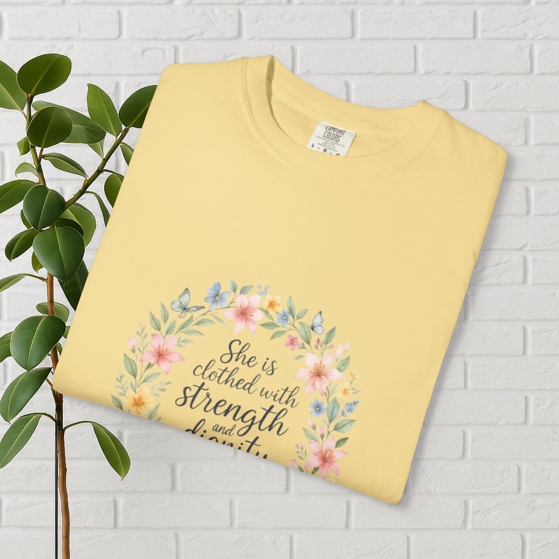Strength & Dignity Floral Tee – Proverbs 31:25