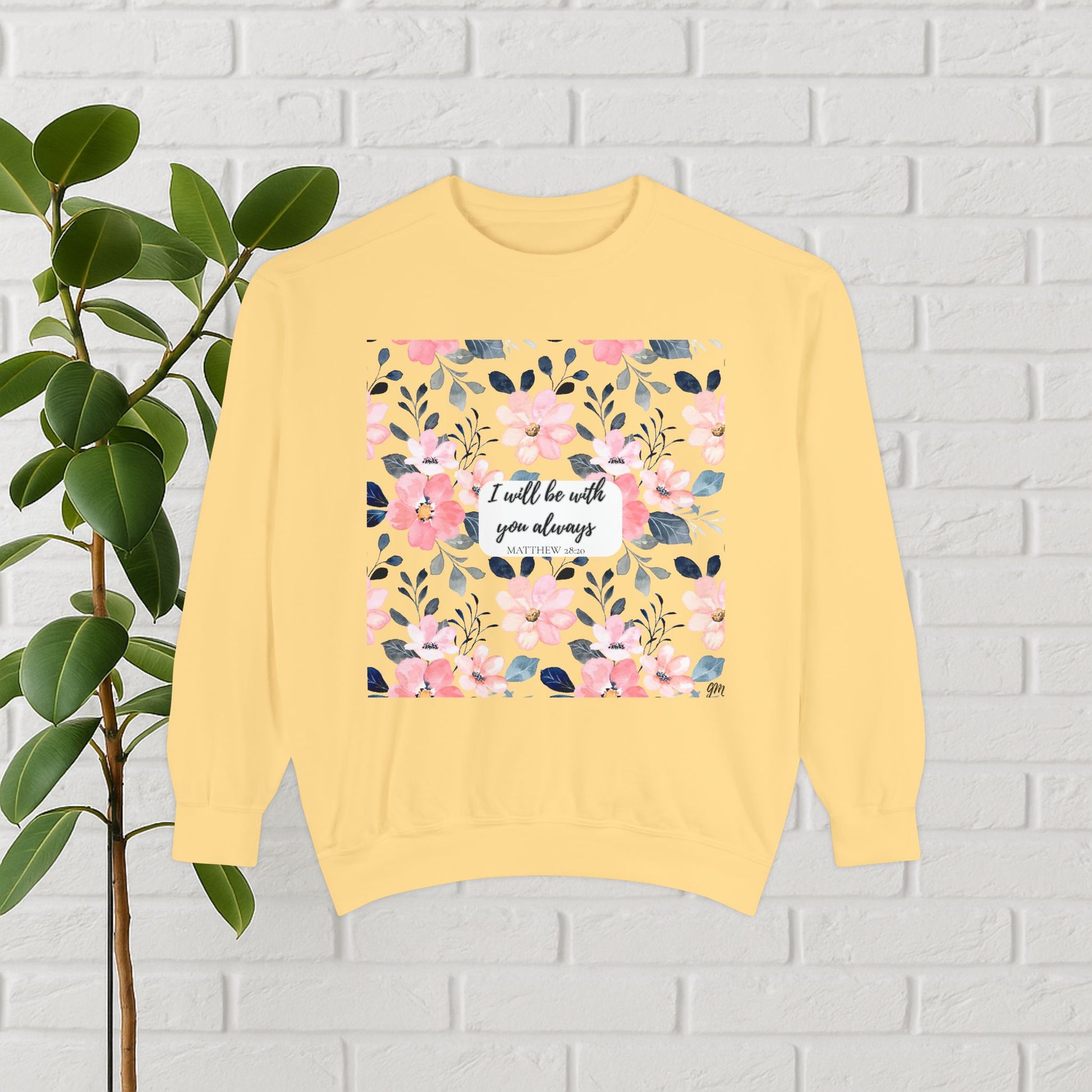 Faith in Bloom” Scripture Sweatshirt – Matthew 28:20 | Floral Christian Apparel