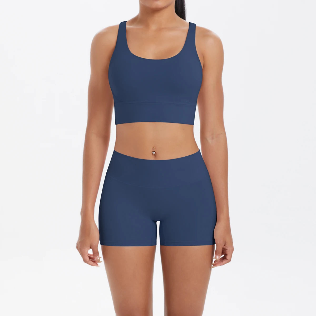 2-Piece Yoga & Fitness Set – Shock-Absorbing Sports Bra + High-Waist Gym Shorts