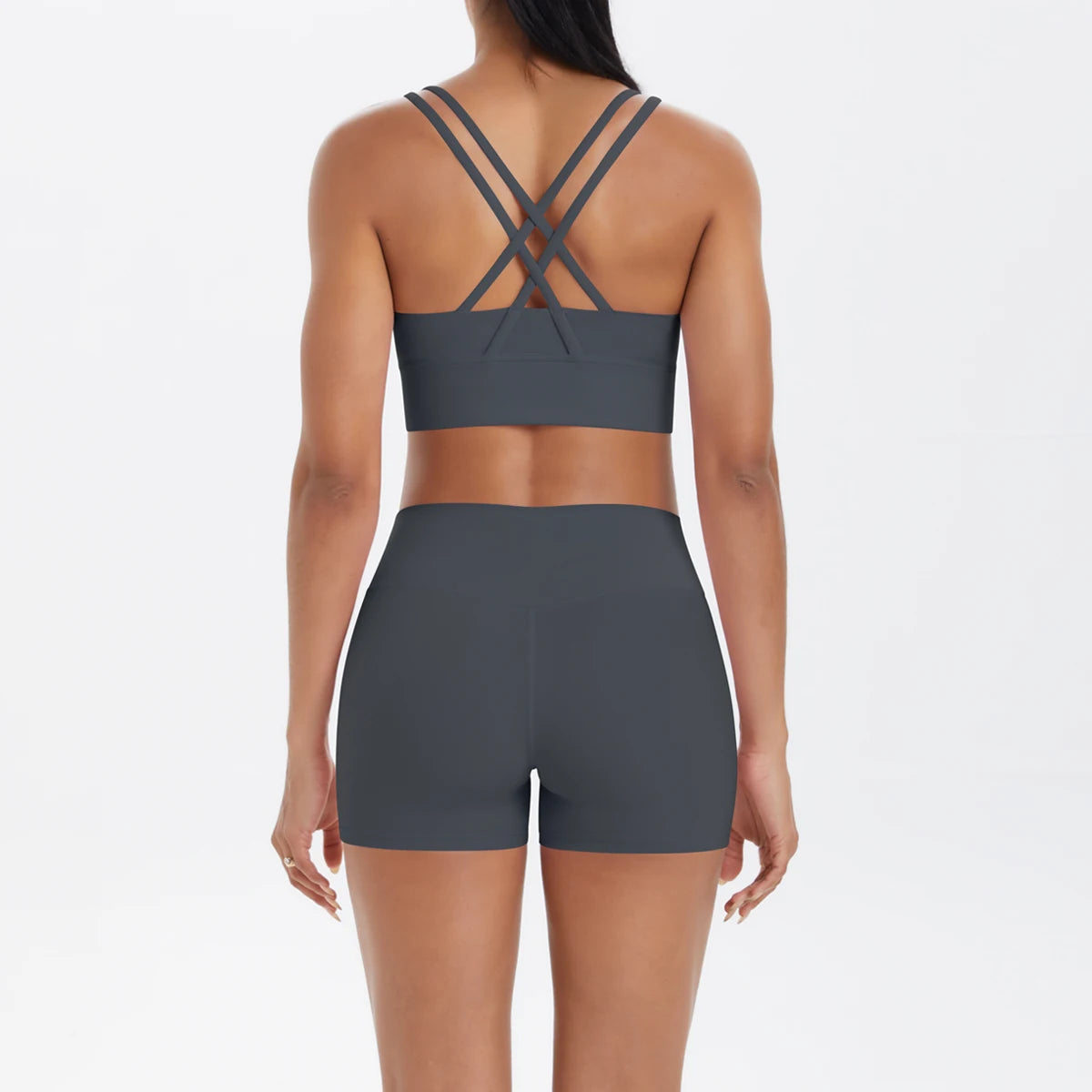 2-Piece Yoga & Fitness Set – Shock-Absorbing Sports Bra + High-Waist Gym Shorts