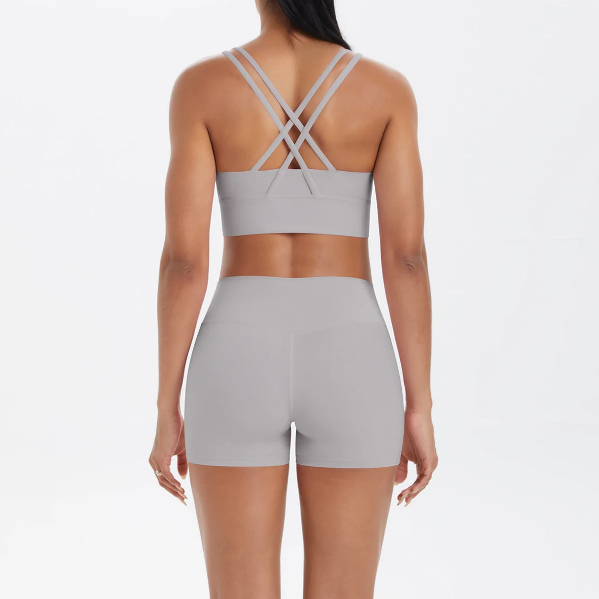2-Piece Yoga & Fitness Set – Shock-Absorbing Sports Bra + High-Waist Gym Shorts